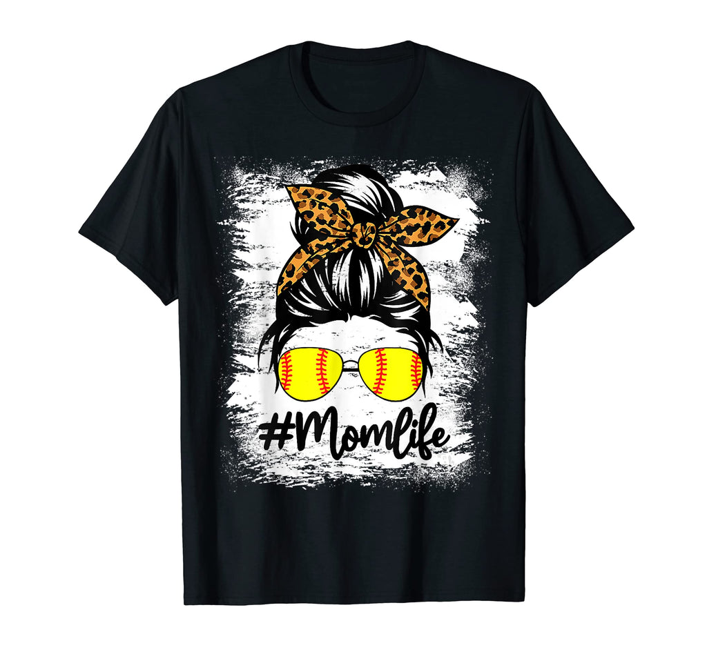 Leopard Baseball Mom Life Messy Bun T-Shirt - Streetwear Style for Adults - T-Shirt, Sweatshirt, Hoodie