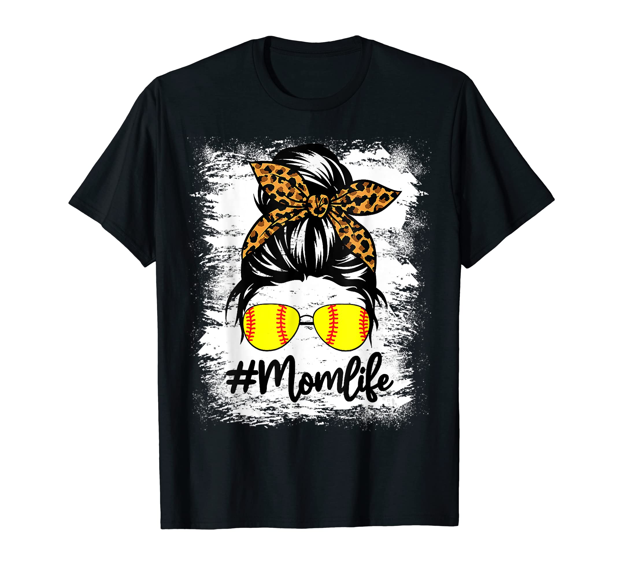 Leopard Baseball Mom Life Messy Bun T-Shirt - Streetwear Style for Adults - T-Shirt, Sweatshirt, Hoodie