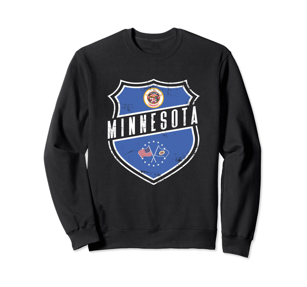 Distressed Usa And Minnesota Flag Sweatshirt - Aesthetic Graphic for Adults - T-Shirt, Sweatshirt, Hoodie