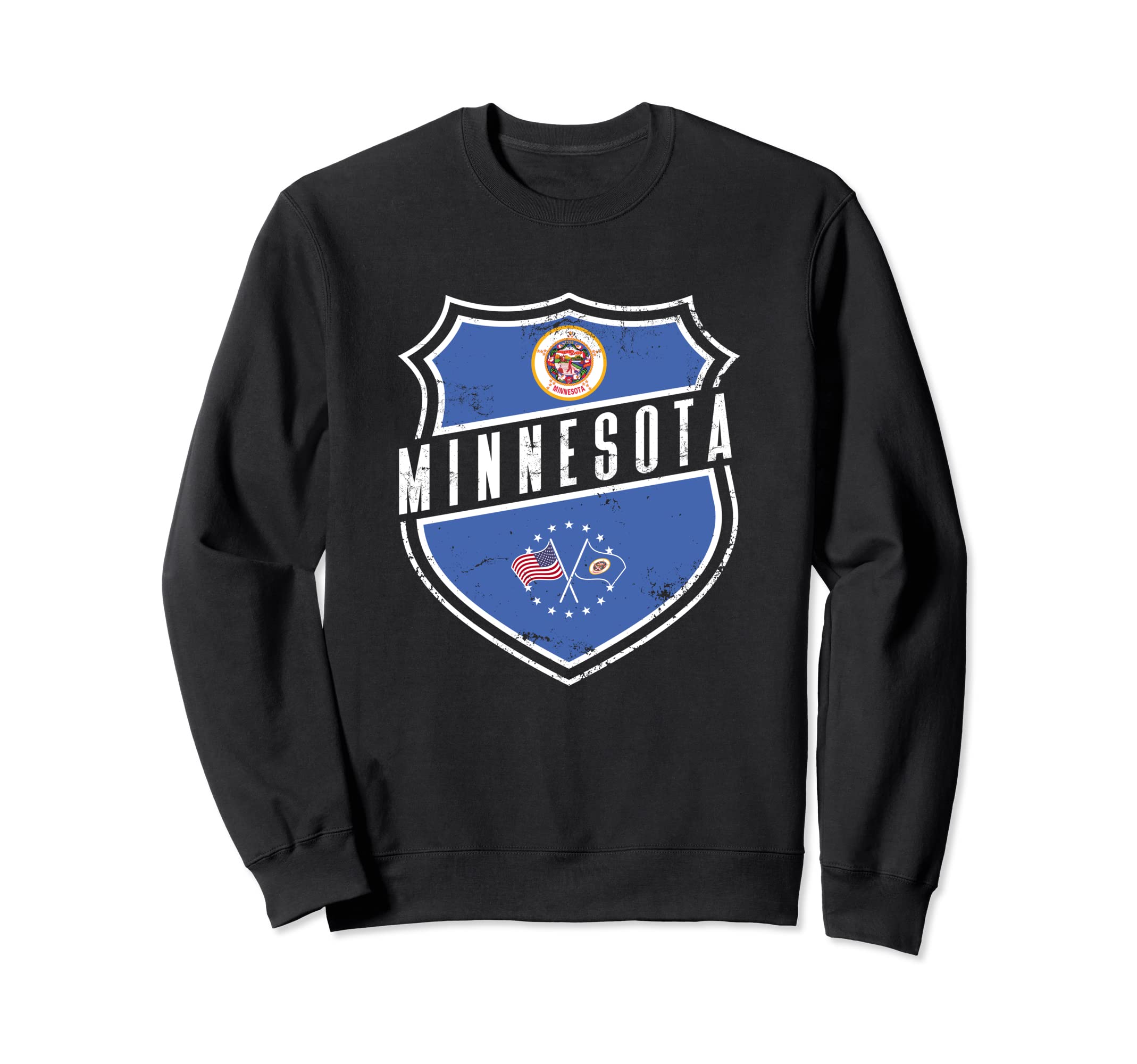 Distressed Usa And Minnesota Flag Sweatshirt - Aesthetic Graphic for Adults - T-Shirt, Sweatshirt, Hoodie