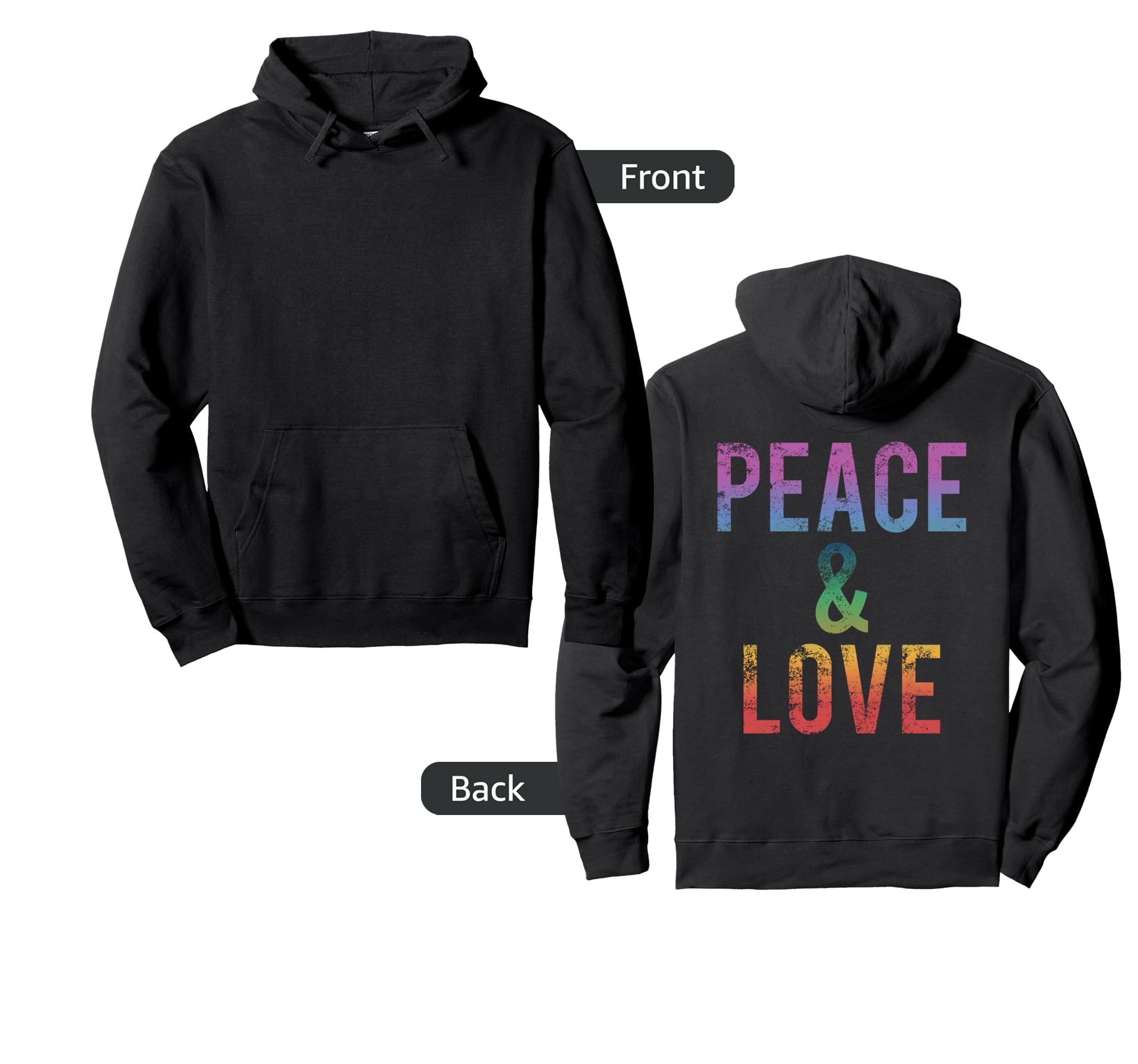 Peace Love Rainbow Boho Hippie 60S 70S Hoodie - Minimalist Print Men Women - T-Shirt, Sweatshirt, Hoodie