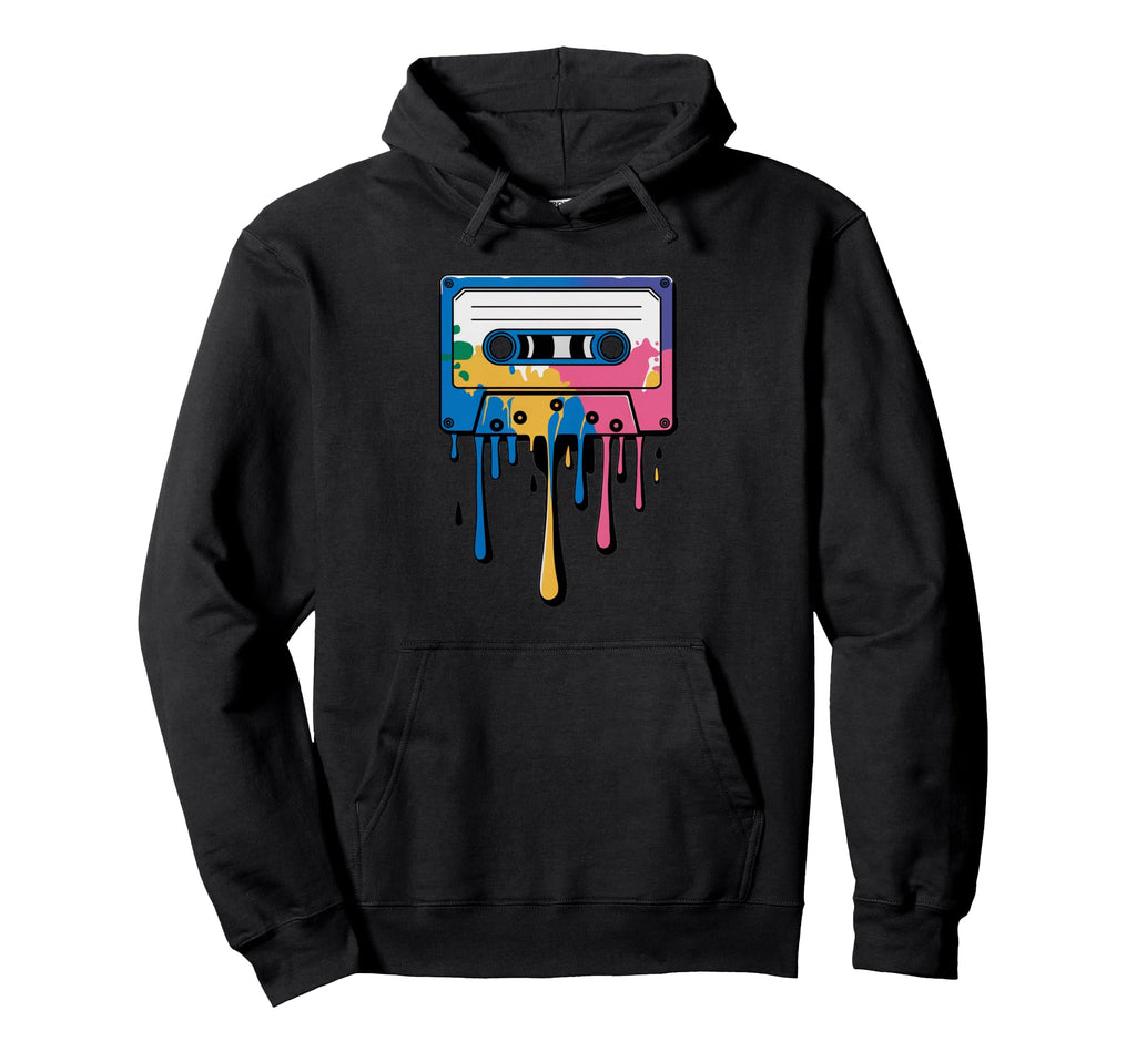80S 90S Music Lover Dripping Cassette Hoodie - Casual Everyday Wear Unisex - T-Shirt, Sweatshirt, Hoodie