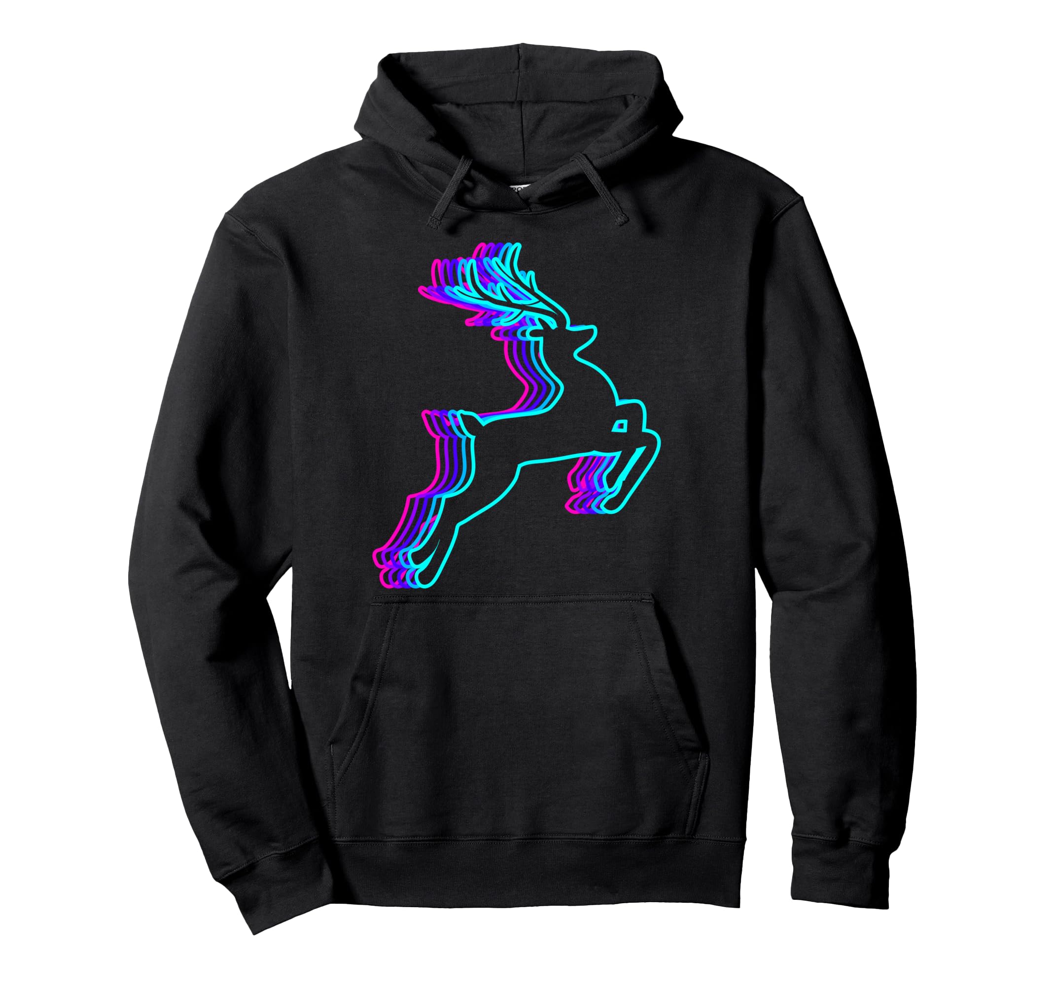Reindeer Santa Claus Vaporwave Hoodie - Aesthetic Graphic Unisex - T-Shirt, Sweatshirt, Hoodie