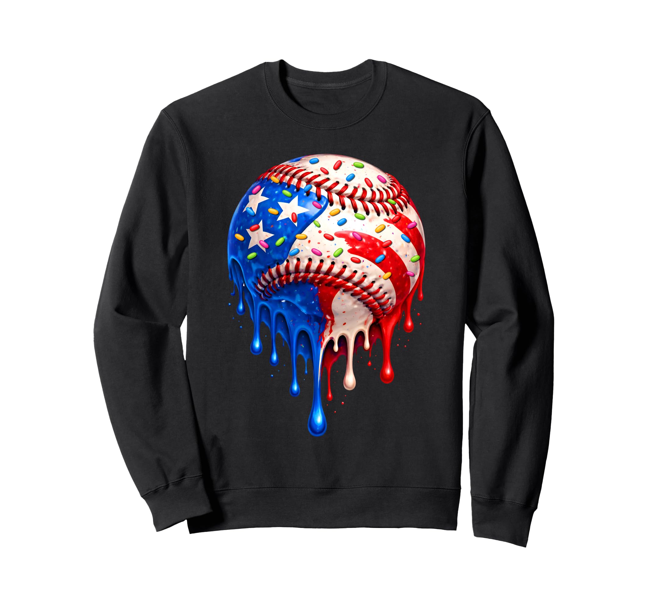 4Th July Baseball Ice Cream Drip Sweatshirt - Aesthetic Graphic Unisex - T-Shirt, Sweatshirt, Hoodie