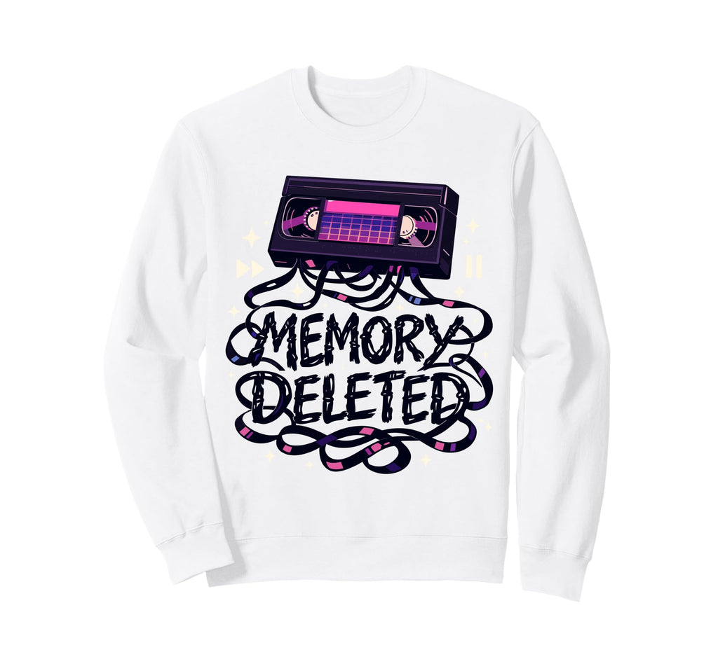 Memory Deleted Funny Cassette Tape Sweatshirt - Minimalist Print for Adults - T-Shirt, Sweatshirt, Hoodie
