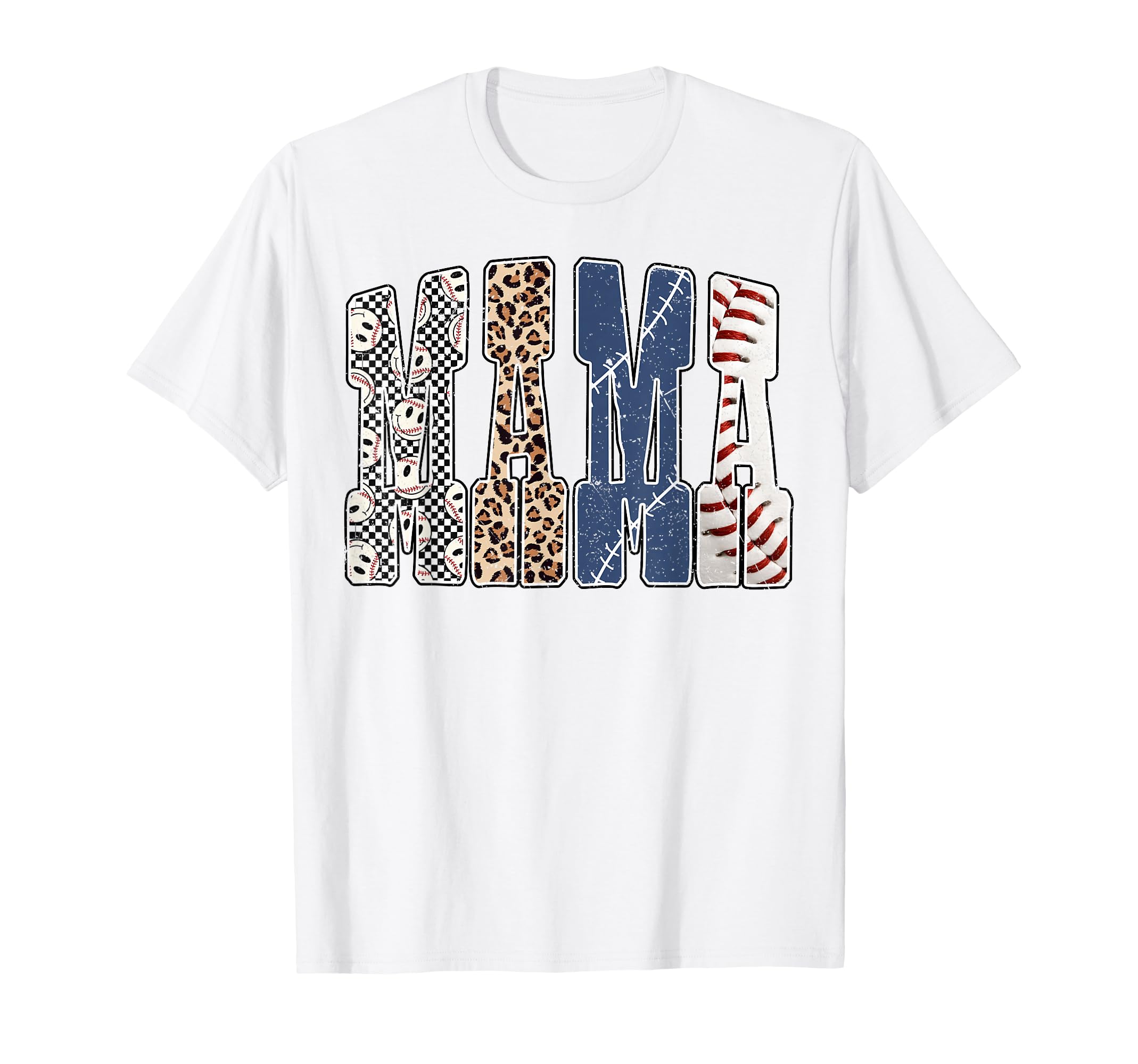 Baseball Mama Leopard Checkered Game T-Shirt - Streetwear Style for Adults - T-Shirt, Sweatshirt, Hoodie