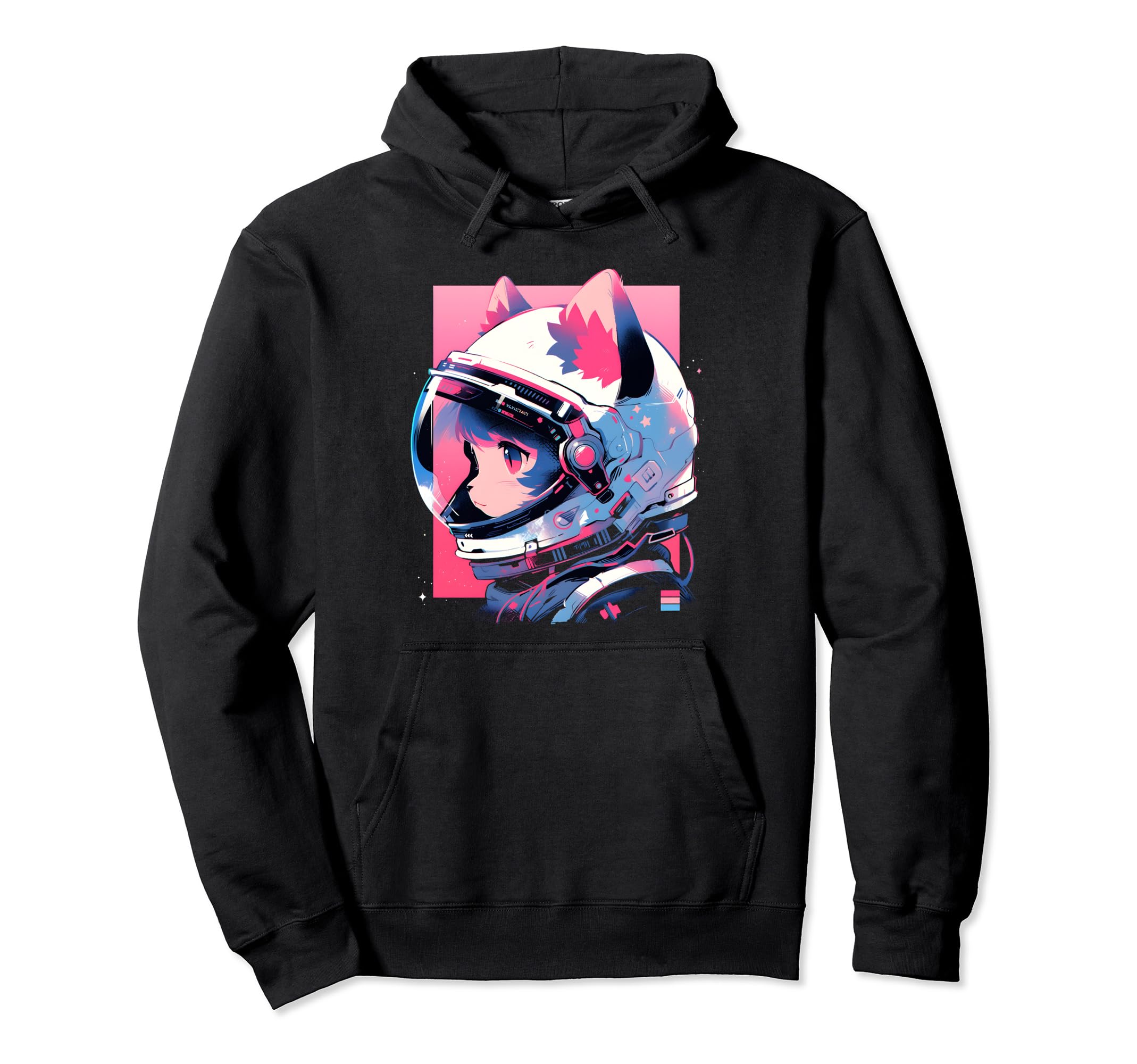 80S 90S Aesthetic Vaporwave Space Cat Hoodie - Novelty Apparel for Adults - T-Shirt, Sweatshirt, Hoodie