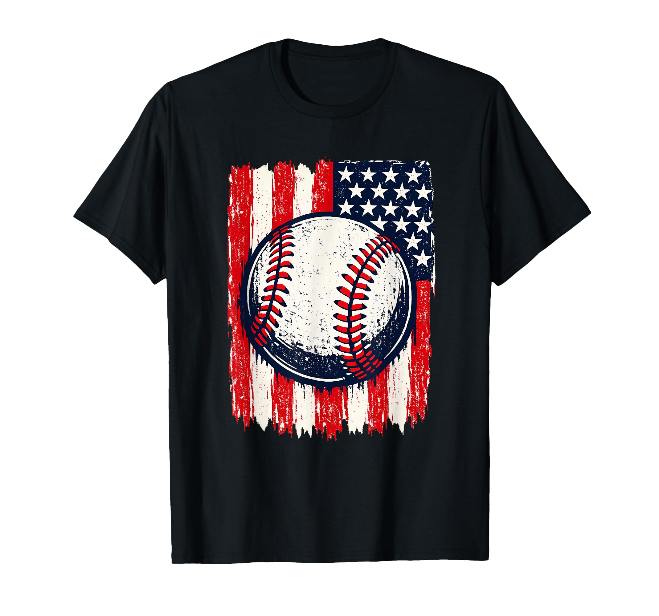 Baseball American Flag Patriotic T-Shirt - Graphic Print Unisex - T-Shirt, Sweatshirt, Hoodie