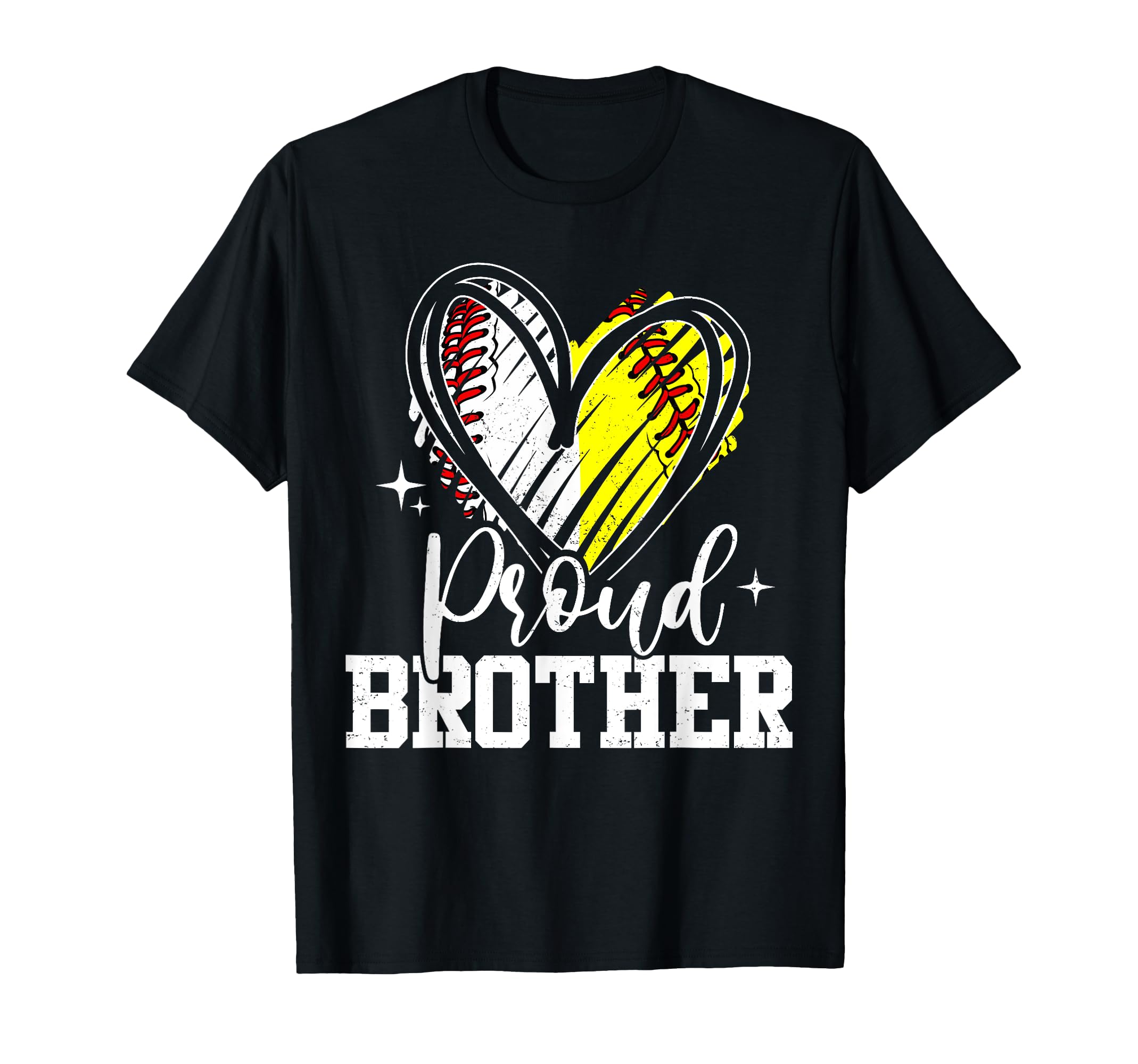 Proud Brother Baseball Softball Heart T-Shirt - Aesthetic Graphic Unisex - T-Shirt, Sweatshirt, Hoodie