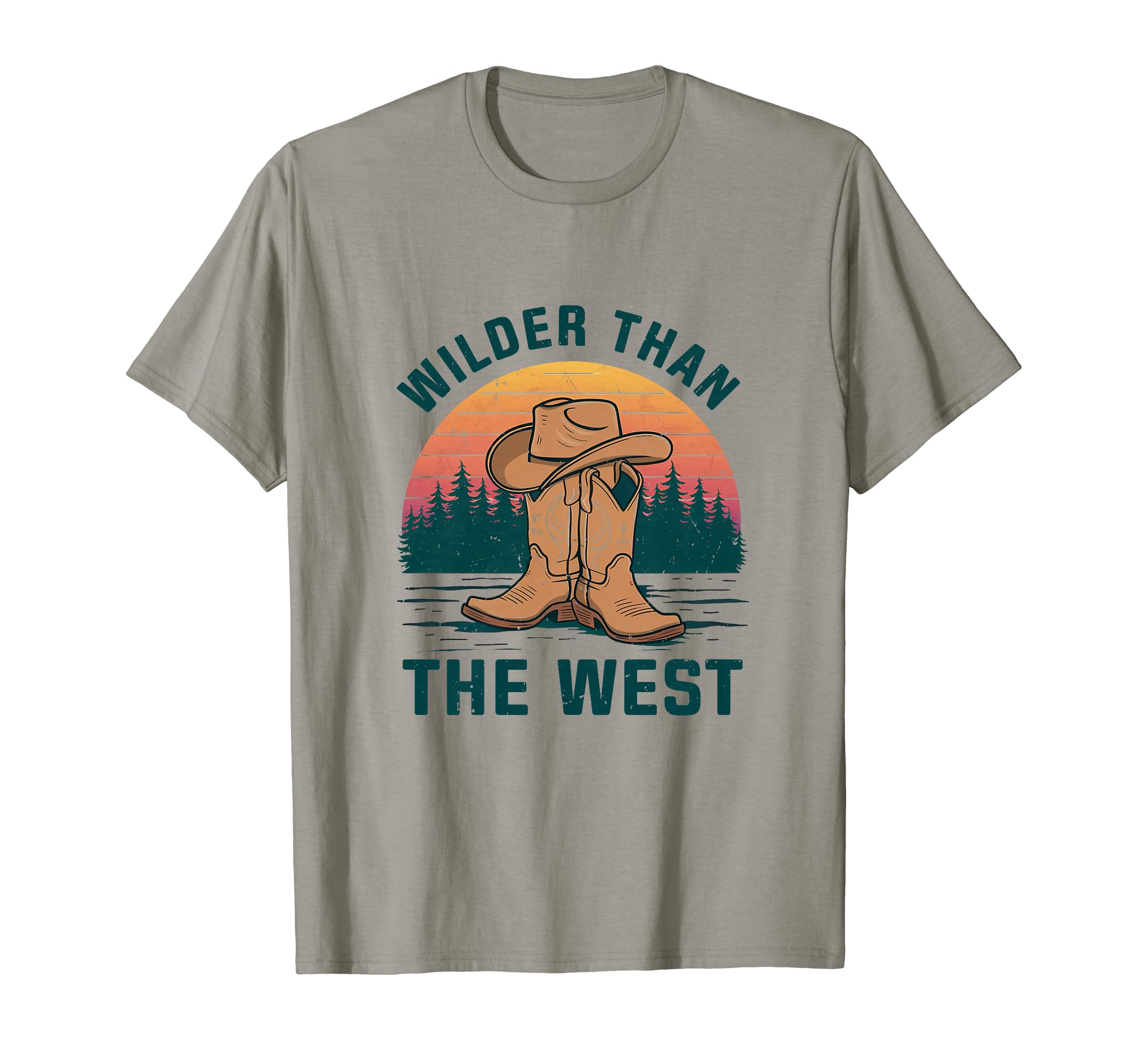 Wilder Than West Cowboy Hat Western T-Shirt - Unique Graphic for Adults - T-Shirt, Sweatshirt, Hoodie