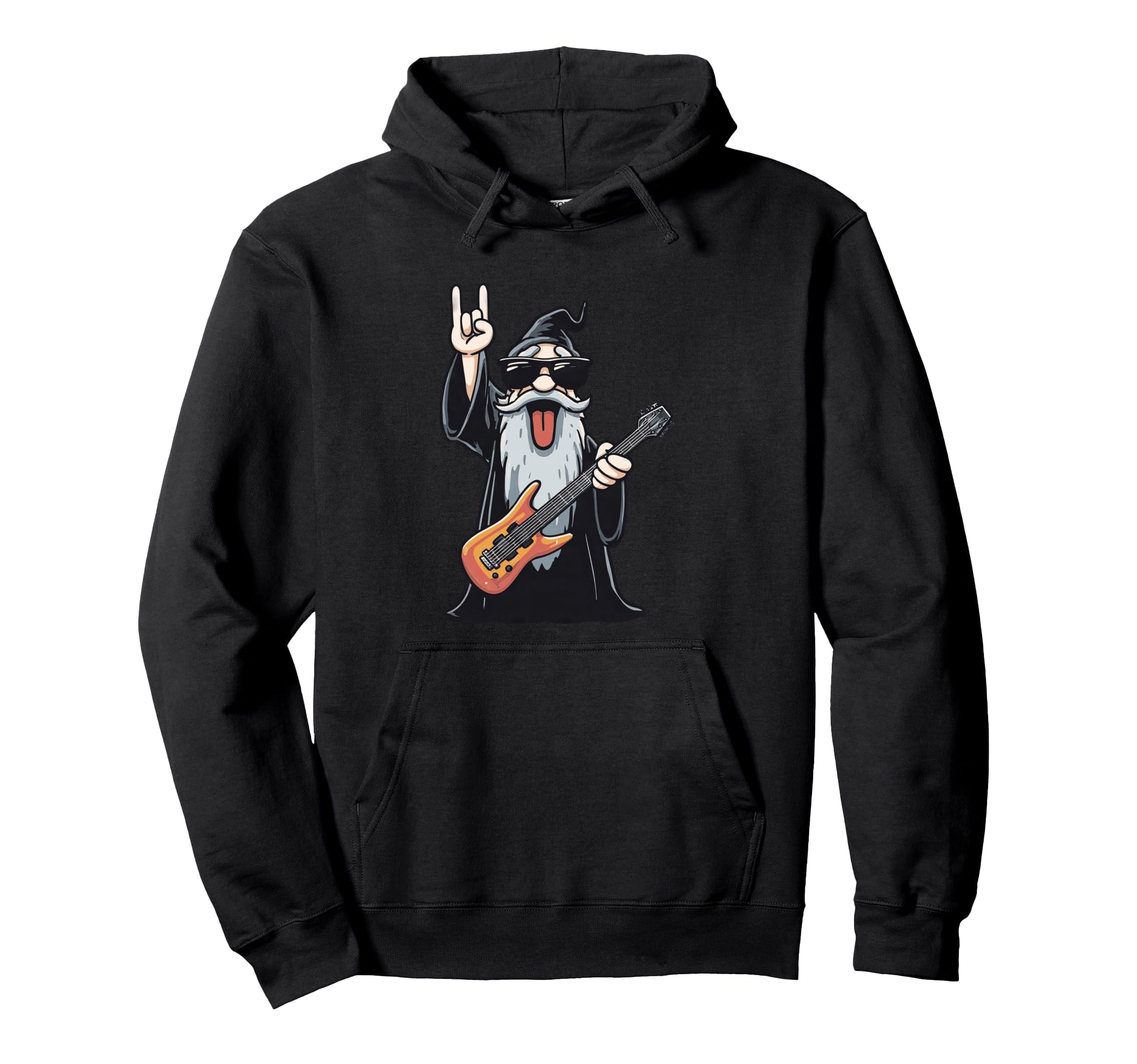 Funny Wizard Rock Guitar Player Playful Hoodie - Custom Art Print Unisex - T-Shirt, Sweatshirt, Hoodie