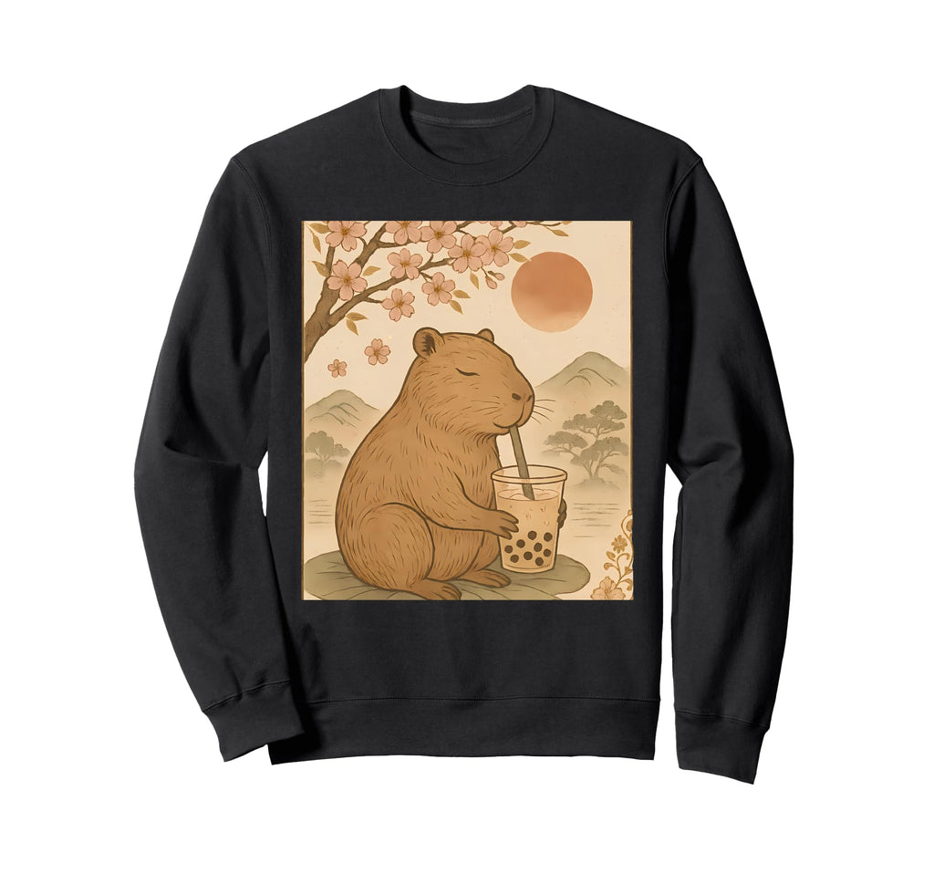 Capybara Bubble Tea Anime Japanese Sweatshirt - Novelty Apparel Men Women - T-Shirt, Sweatshirt, Hoodie