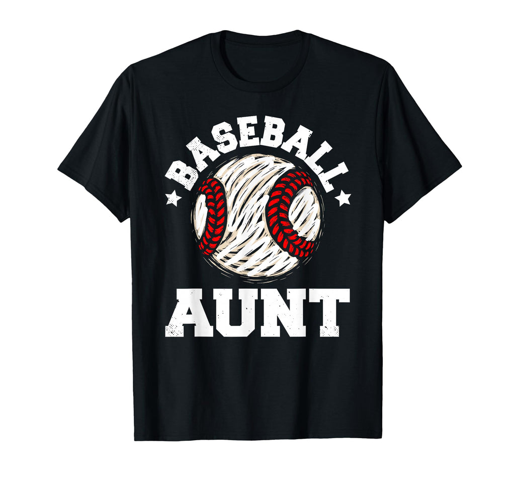 Baseball Aunt Distressed Funny Baseball T-Shirt - Novelty Apparel Unisex - T-Shirt, Sweatshirt, Hoodie