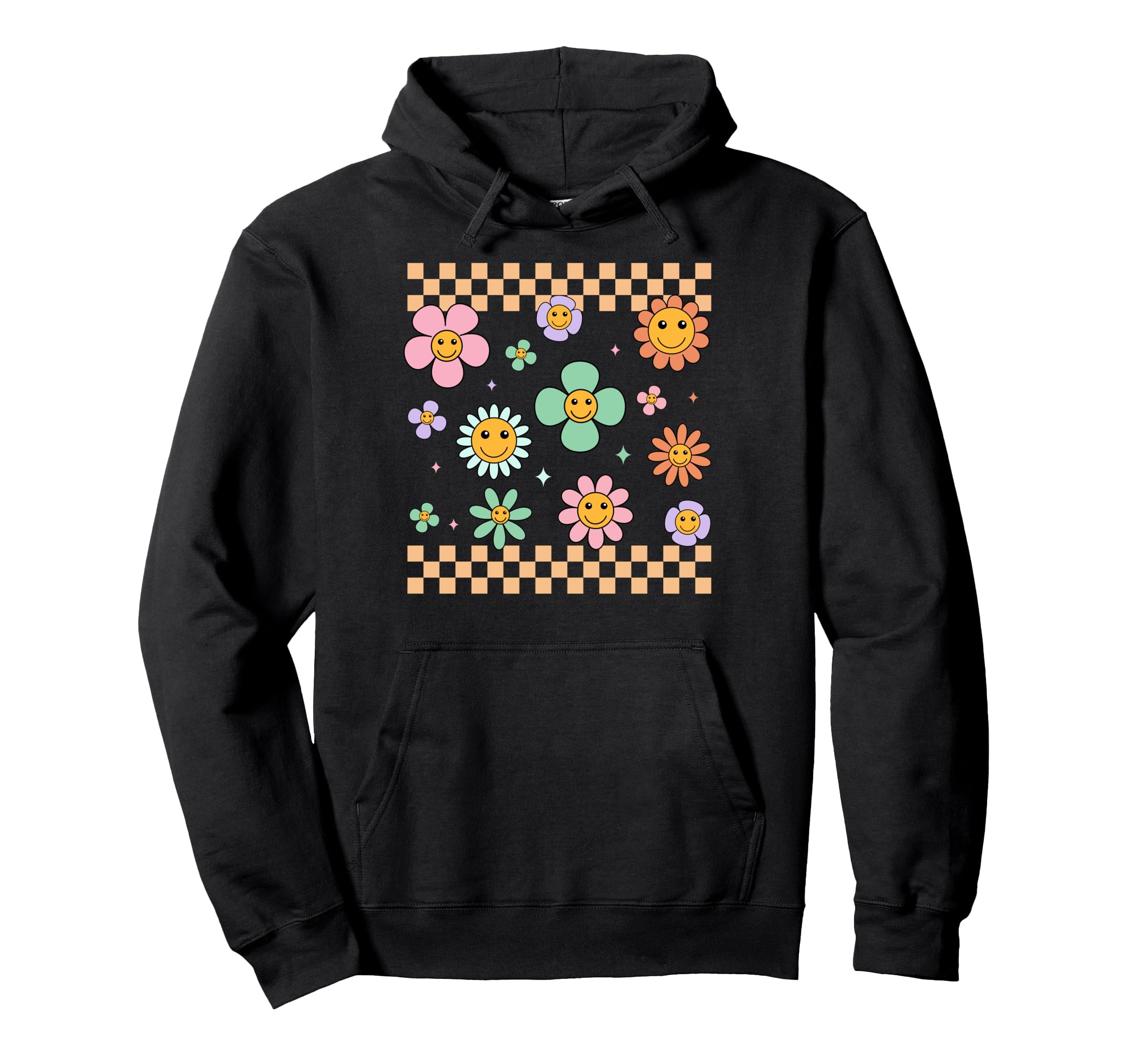 Groovy 70S Flower Power Floral Hippie Hoodie - Minimalist Print for Adults - T-Shirt, Sweatshirt, Hoodie