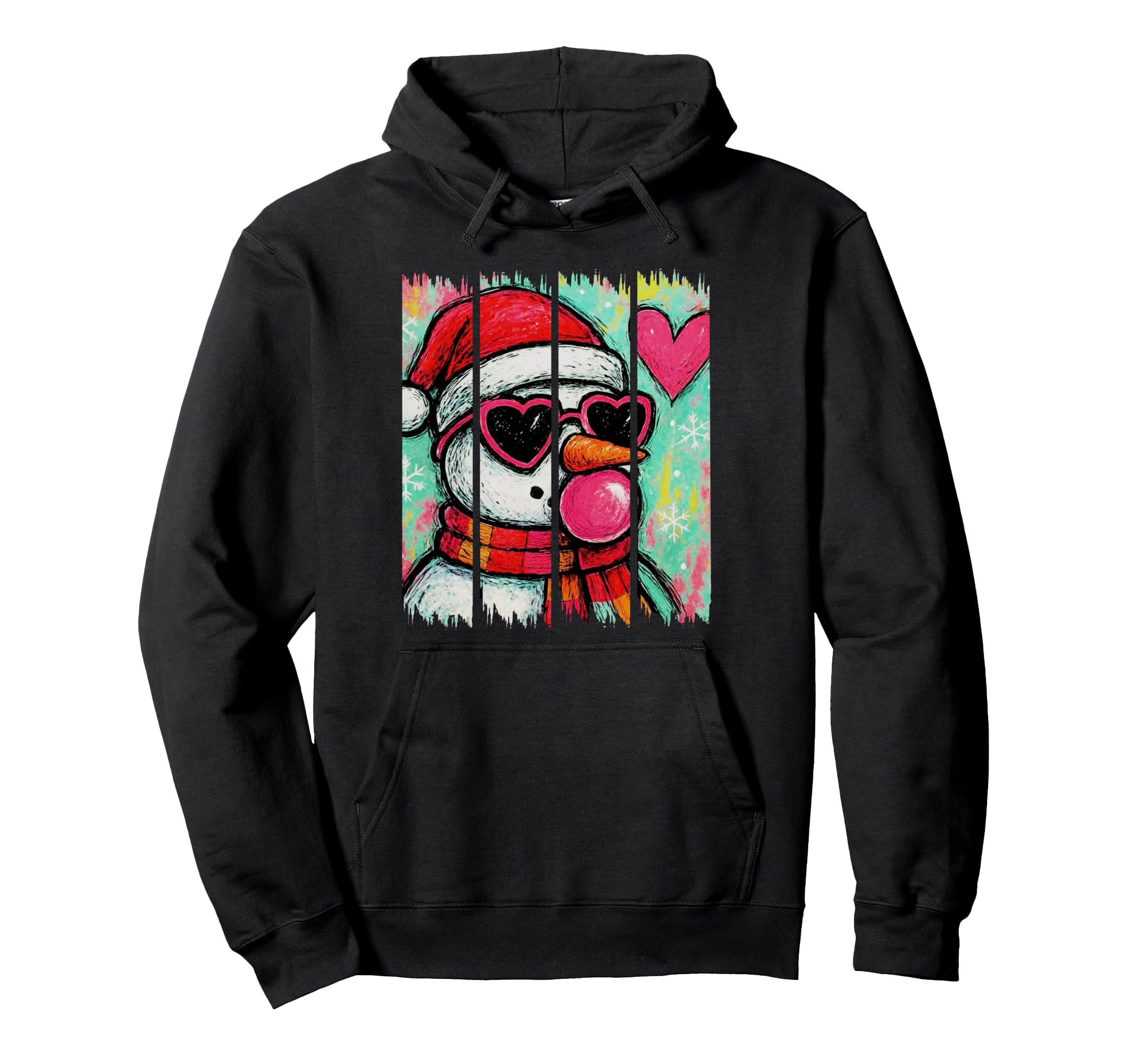Boho Snowman Blowing Bubble Gum Holiday Hoodie - Unique Graphic Unisex - T-Shirt, Sweatshirt, Hoodie