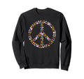 Floral Flower Peace Sign Symbol Sweatshirt - Unique Graphic for Adults - T-Shirt, Sweatshirt, Hoodie