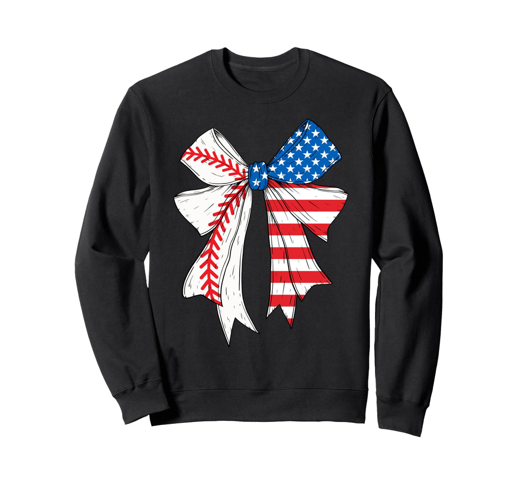Baseball 4Th July Coquette Bow Sweatshirt - Unique Graphic for Adults - T-Shirt, Sweatshirt, Hoodie