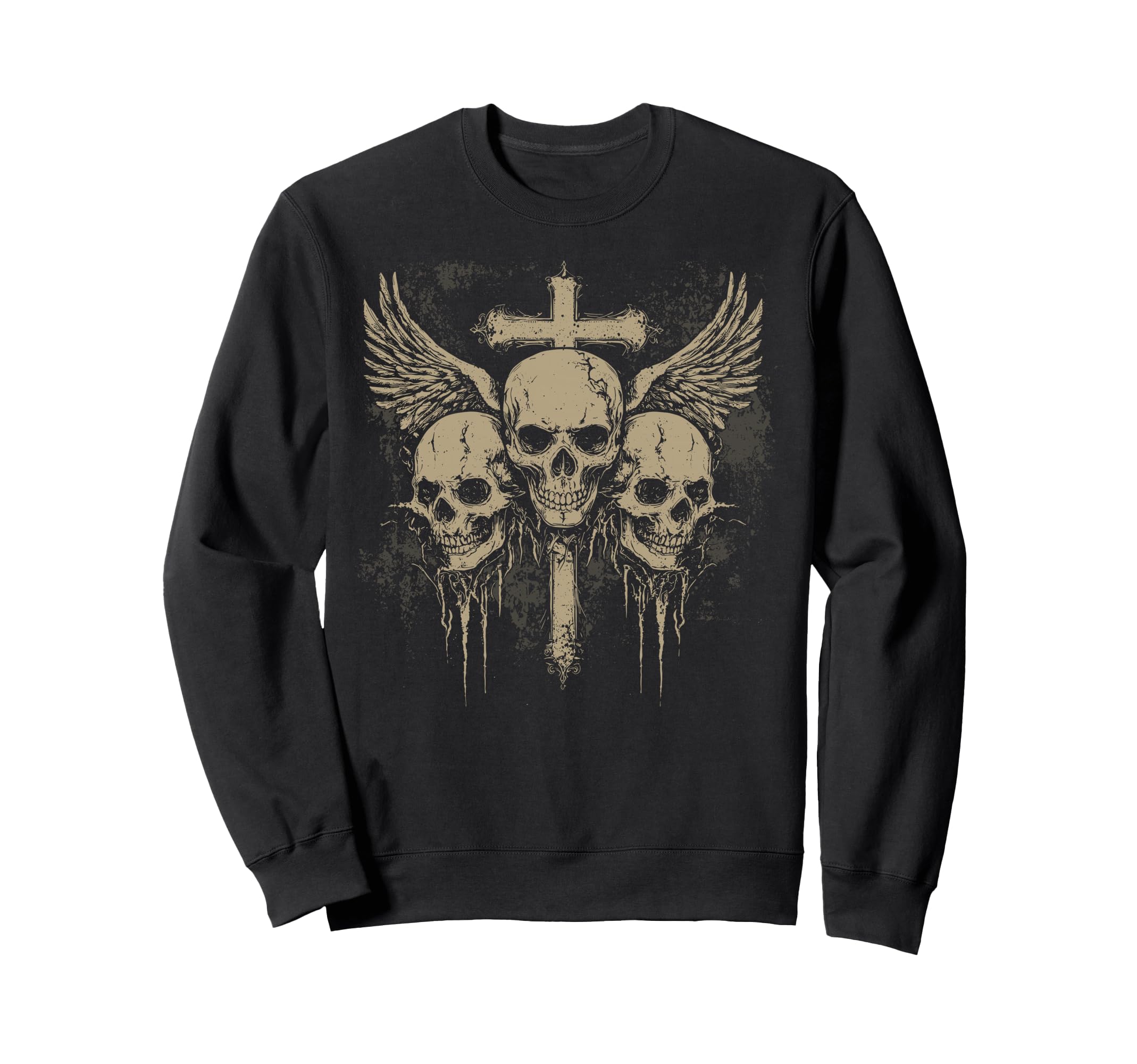 Skull Cross Y2K Grunge Sweatshirt - Casual Everyday Wear Men Women - T-Shirt, Sweatshirt, Hoodie