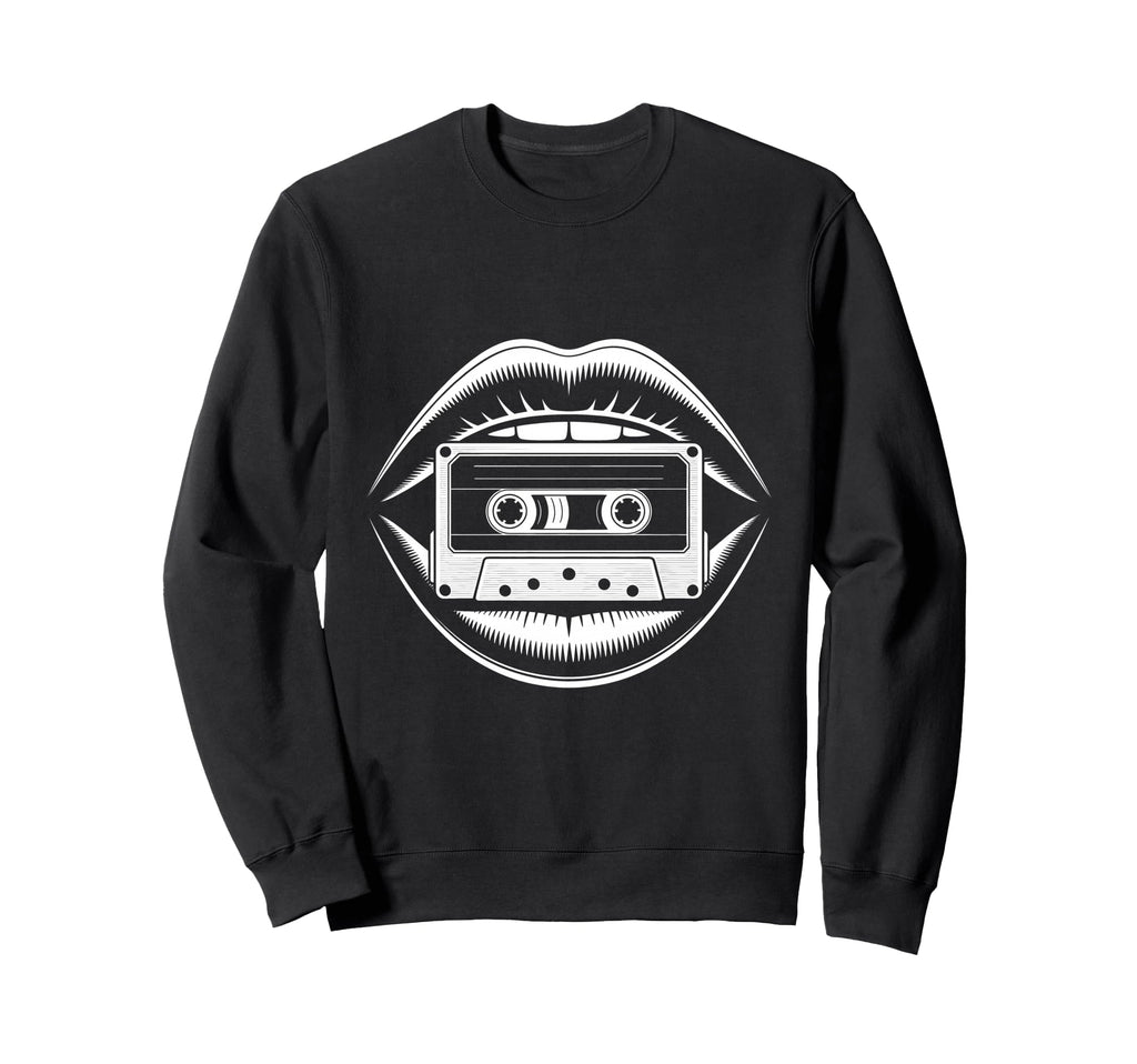 Nostalgic 80S 90S Sketch Lips Sweatshirt - Novelty Apparel Men Women - T-Shirt, Sweatshirt, Hoodie
