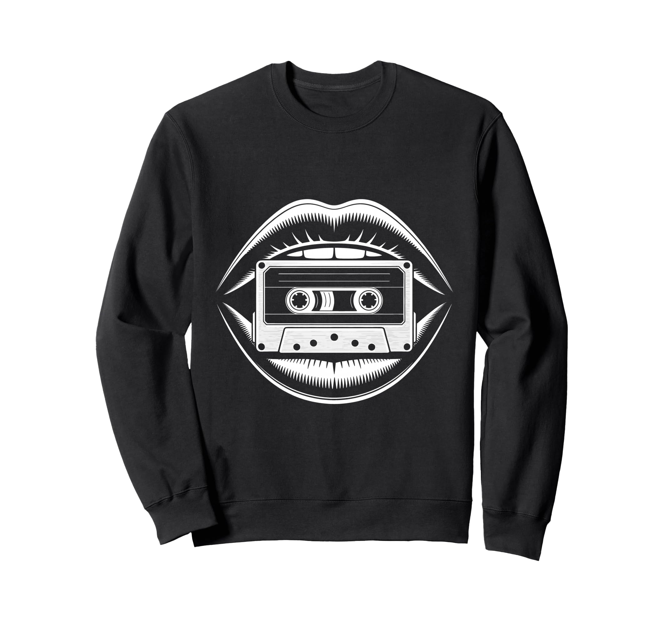 Nostalgic 80S 90S Sketch Lips Sweatshirt - Novelty Apparel Men Women - T-Shirt, Sweatshirt, Hoodie