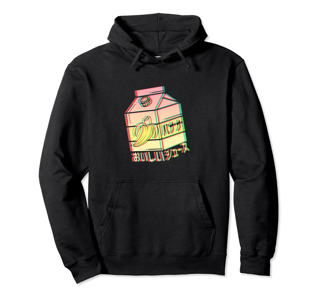 Banana Juice Box Glitch Effect Hoodie - Streetwear Style for Adults - T-Shirt, Sweatshirt, Hoodie