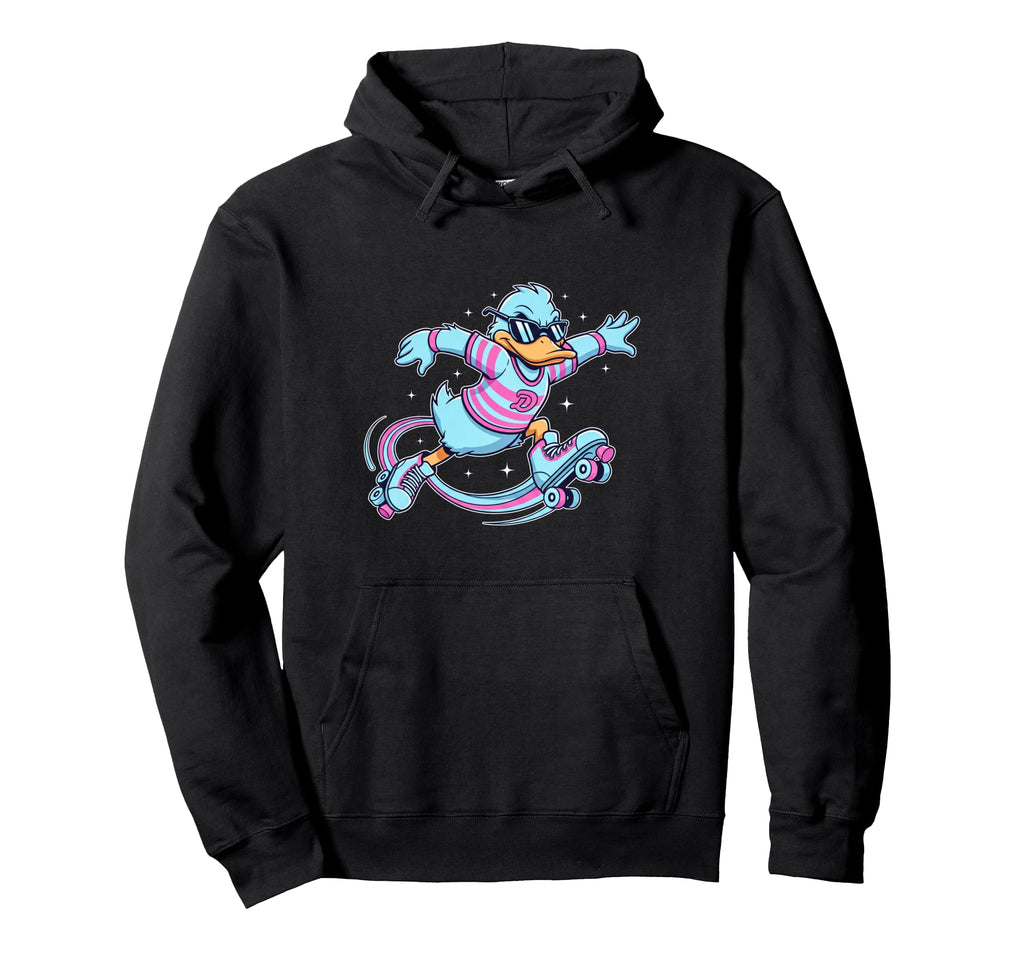 Funny Duck Roller Skates Skater Animal Hoodie - Graphic Print for Adults - T-Shirt, Sweatshirt, Hoodie