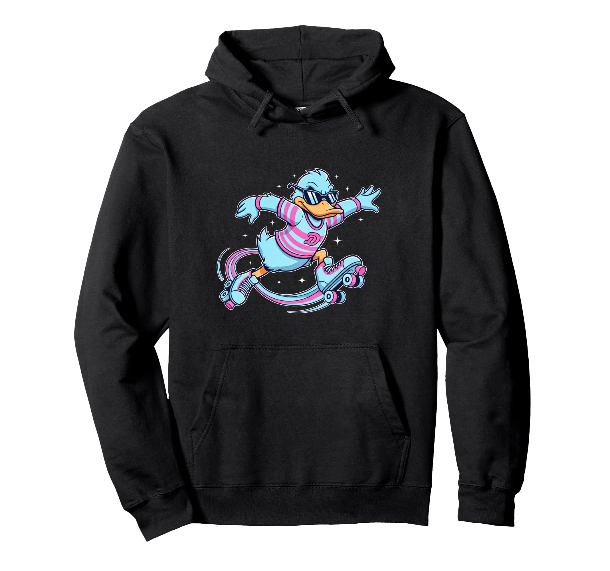 Funny Duck Roller Skates Skater Animal Hoodie - Graphic Print for Adults - T-Shirt, Sweatshirt, Hoodie
