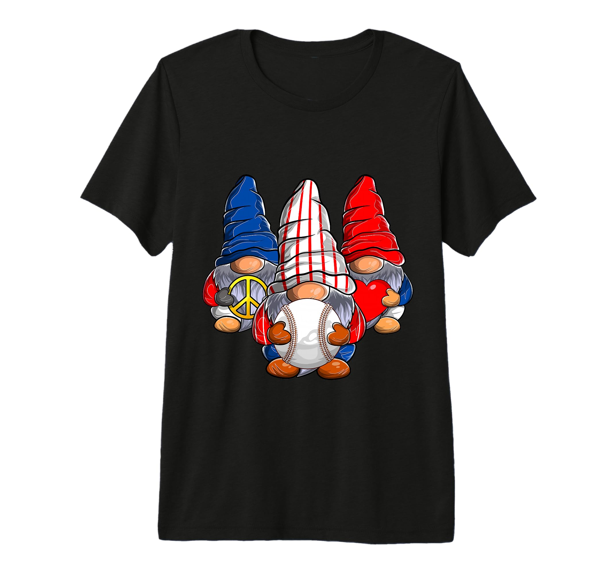 Peace Love Baseball Funny Gnomes T-Shirt - Fun Novelty Design Men Women - T-Shirt, Sweatshirt, Hoodie