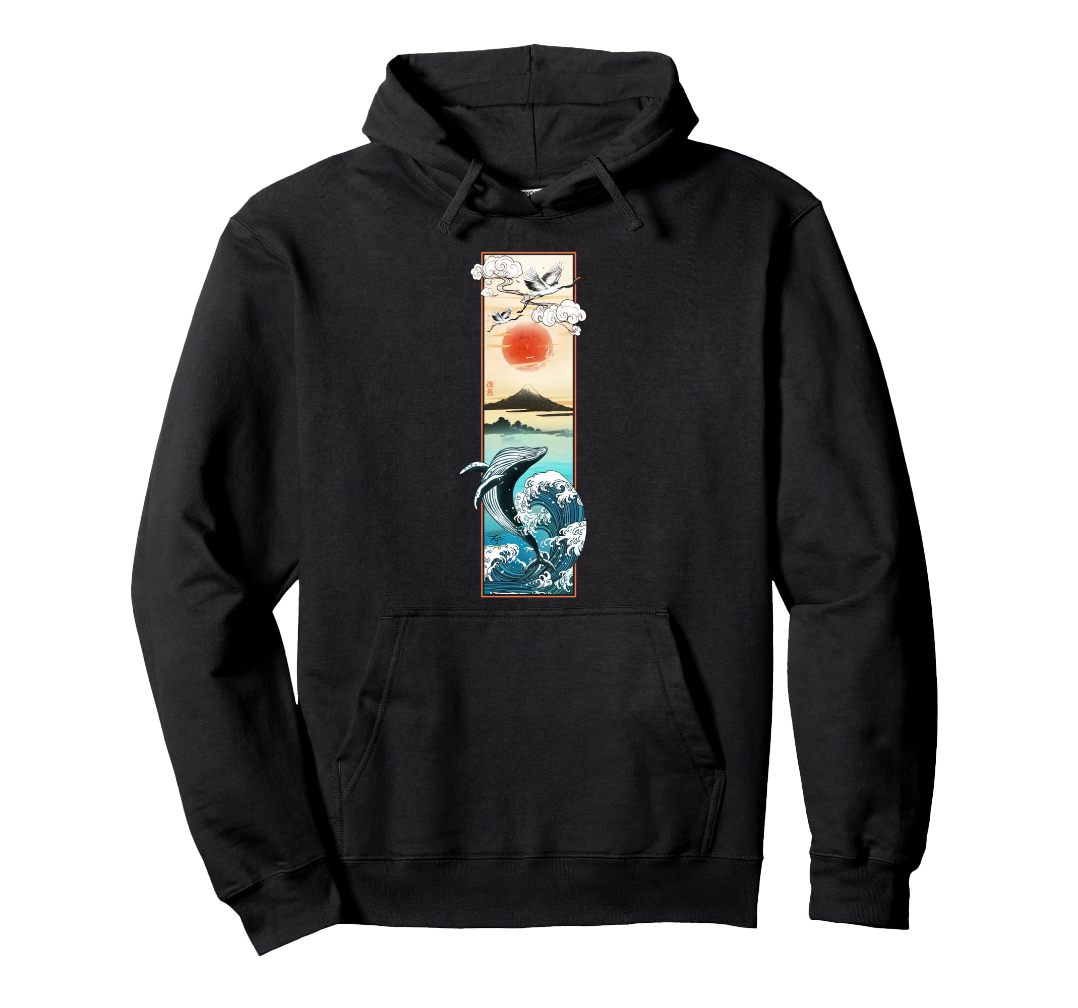 Japan Wave Crane Art 90S Japanese Hoodie - Minimalist Print Unisex - T-Shirt, Sweatshirt, Hoodie