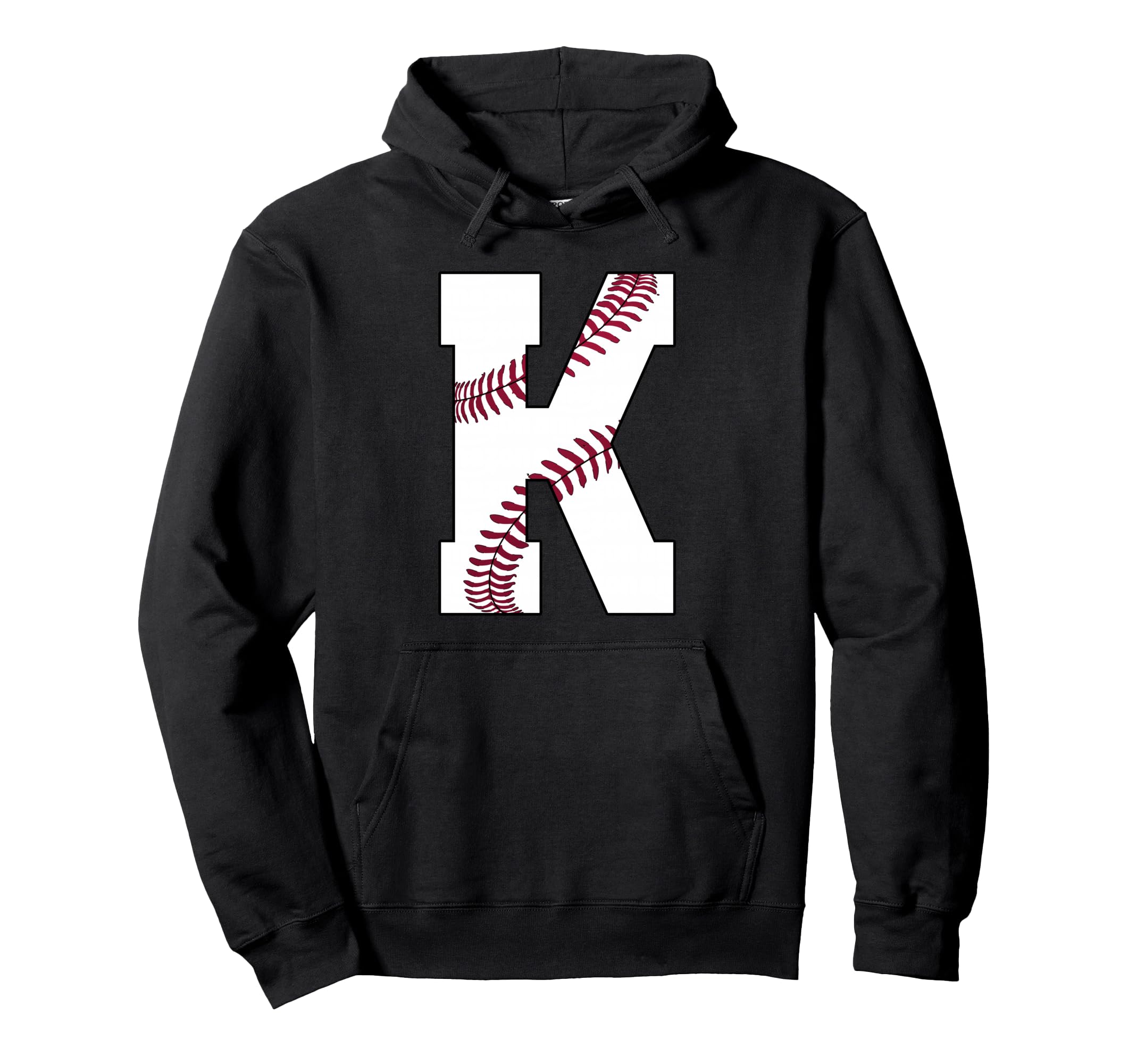 K Baseball Initial Personalized Hoodie - Fun Novelty Design for Adults - T-Shirt, Sweatshirt, Hoodie