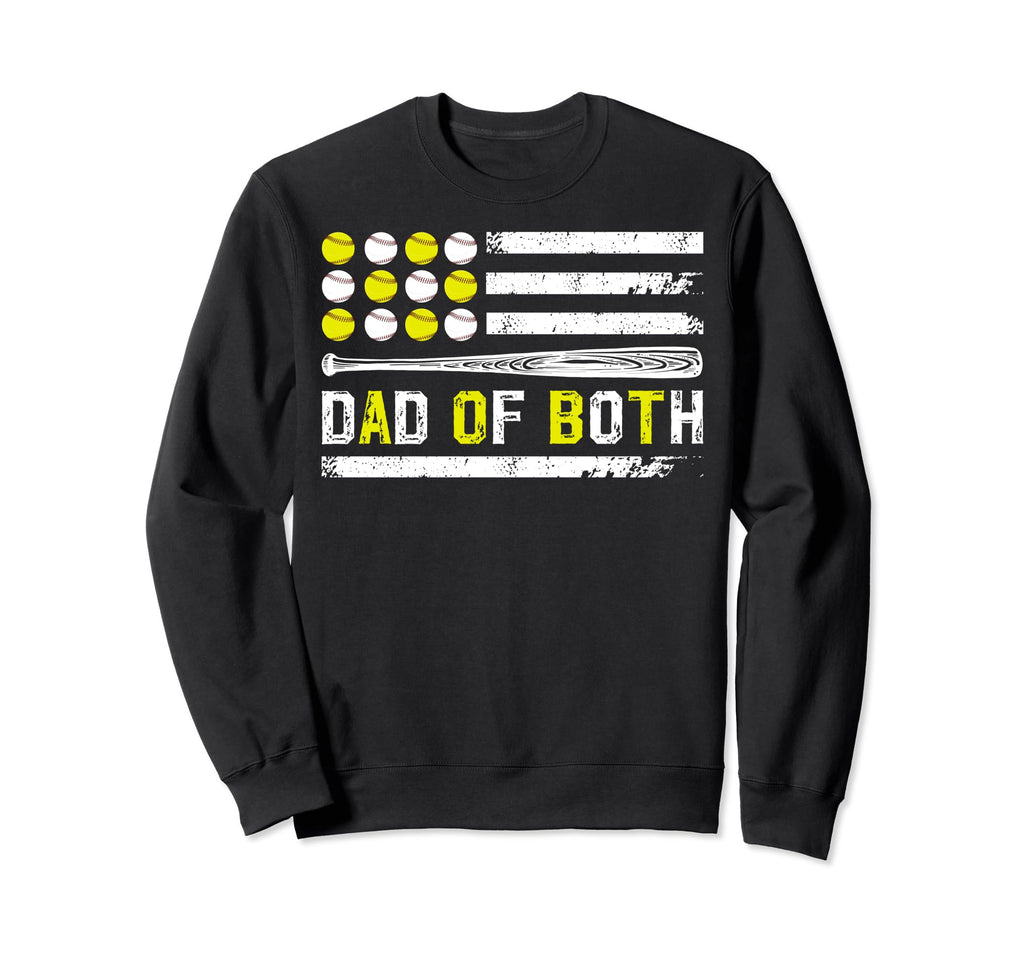 Dad Both Us Flag Baseball Softball Sweatshirt - Novelty Apparel Men Women - T-Shirt, Sweatshirt, Hoodie