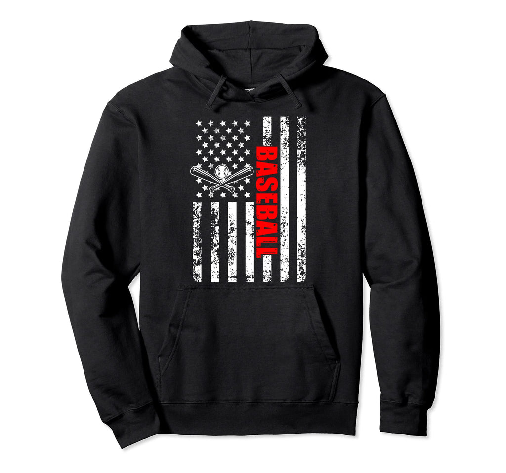 Us American Flag Baseball Patriotic Hoodie - Fun Novelty Design Unisex - T-Shirt, Sweatshirt, Hoodie