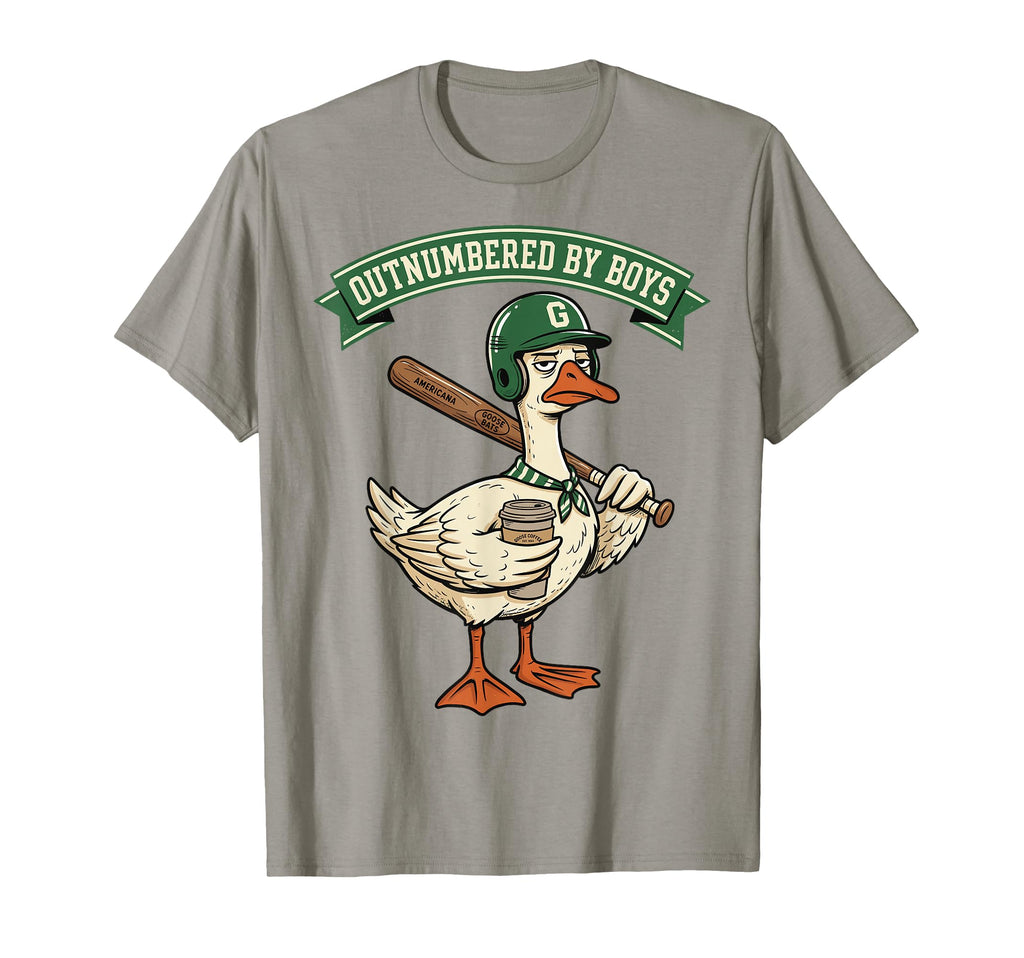 Outnumbered Mom Goose Baseball Mama T-Shirt - Fun Novelty Design for Adults - T-Shirt, Sweatshirt, Hoodie