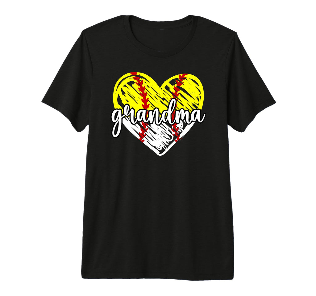 Baseball Softball Grandma Heart Softball T-Shirt - Streetwear Style Unisex - T-Shirt, Sweatshirt, Hoodie