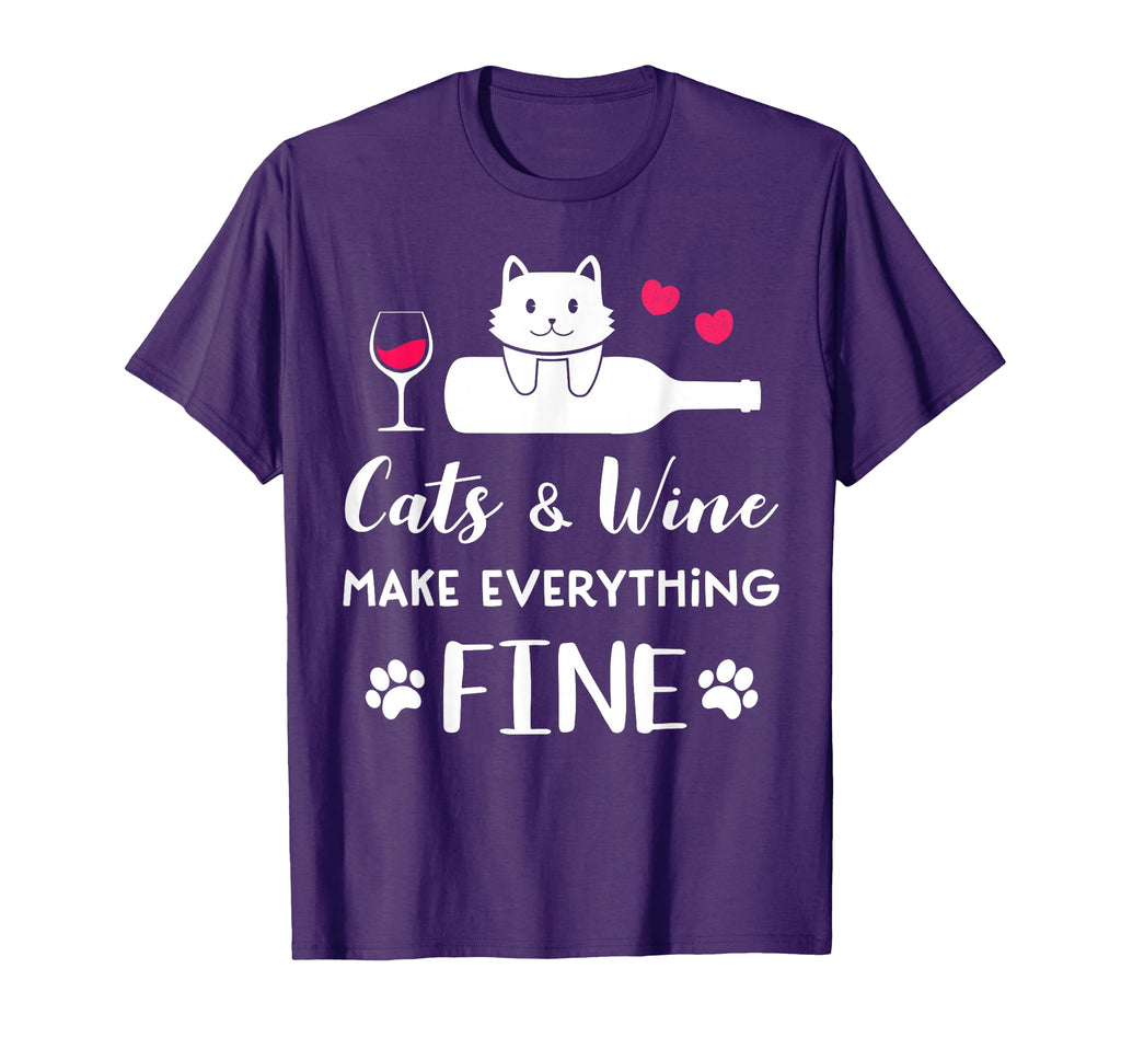 Cats And Wine Make Everything Fine T-Shirt - Trendy Graphic for Adults - T-Shirt, Sweatshirt, Hoodie