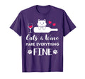 Cats And Wine Make Everything Fine T-Shirt - Trendy Graphic for Adults - T-Shirt, Sweatshirt, Hoodie