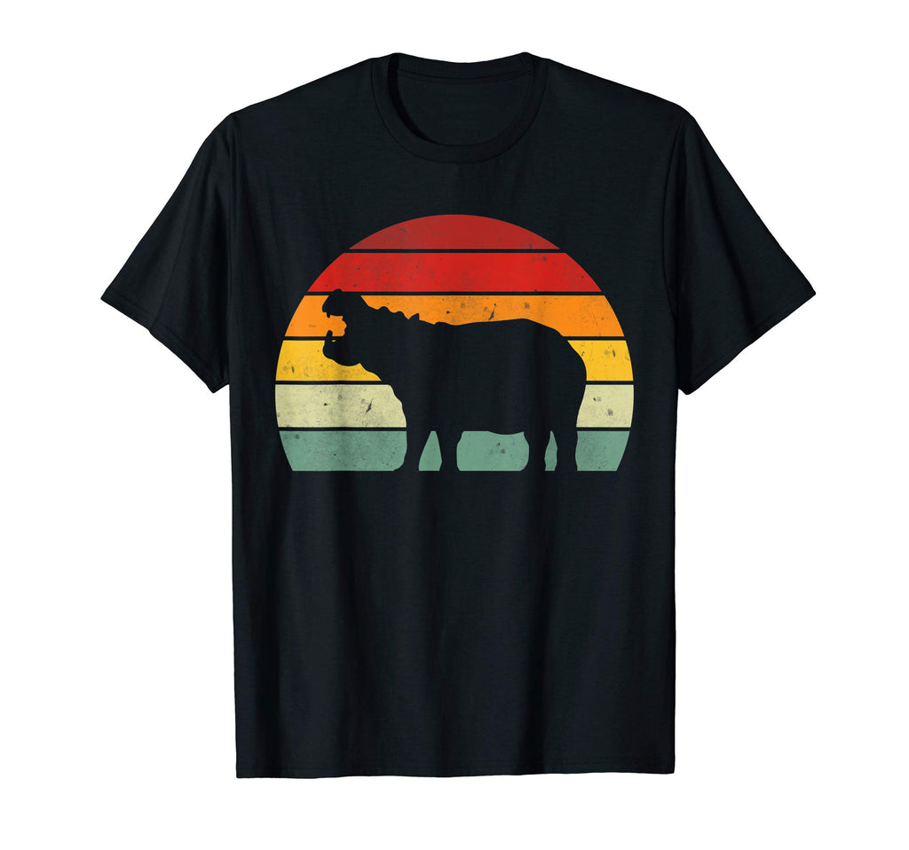 Hippopotamus Sunset Hippo Old School T-Shirt - Custom Art Print for Adults - T-Shirt, Sweatshirt, Hoodie