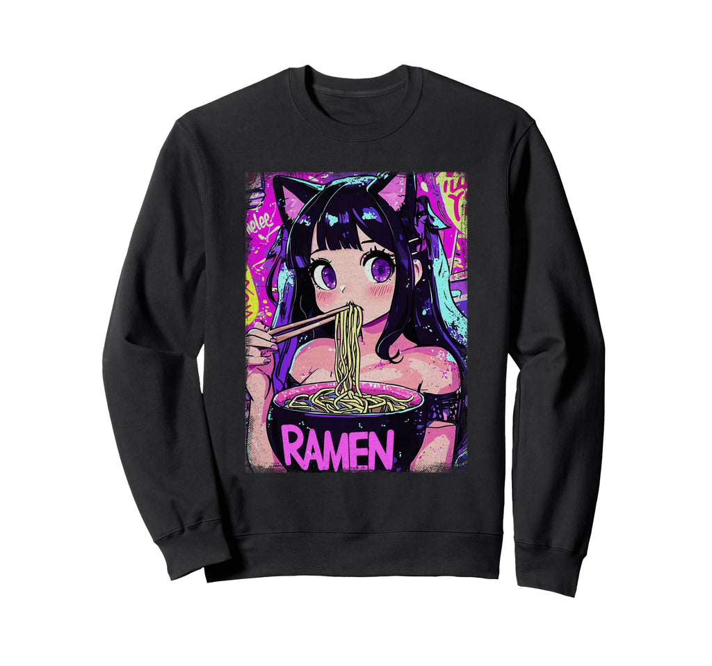 Cyberpunk Ramen Y2K Manga Anime Sweatshirt - Aesthetic Graphic for Adults - T-Shirt, Sweatshirt, Hoodie