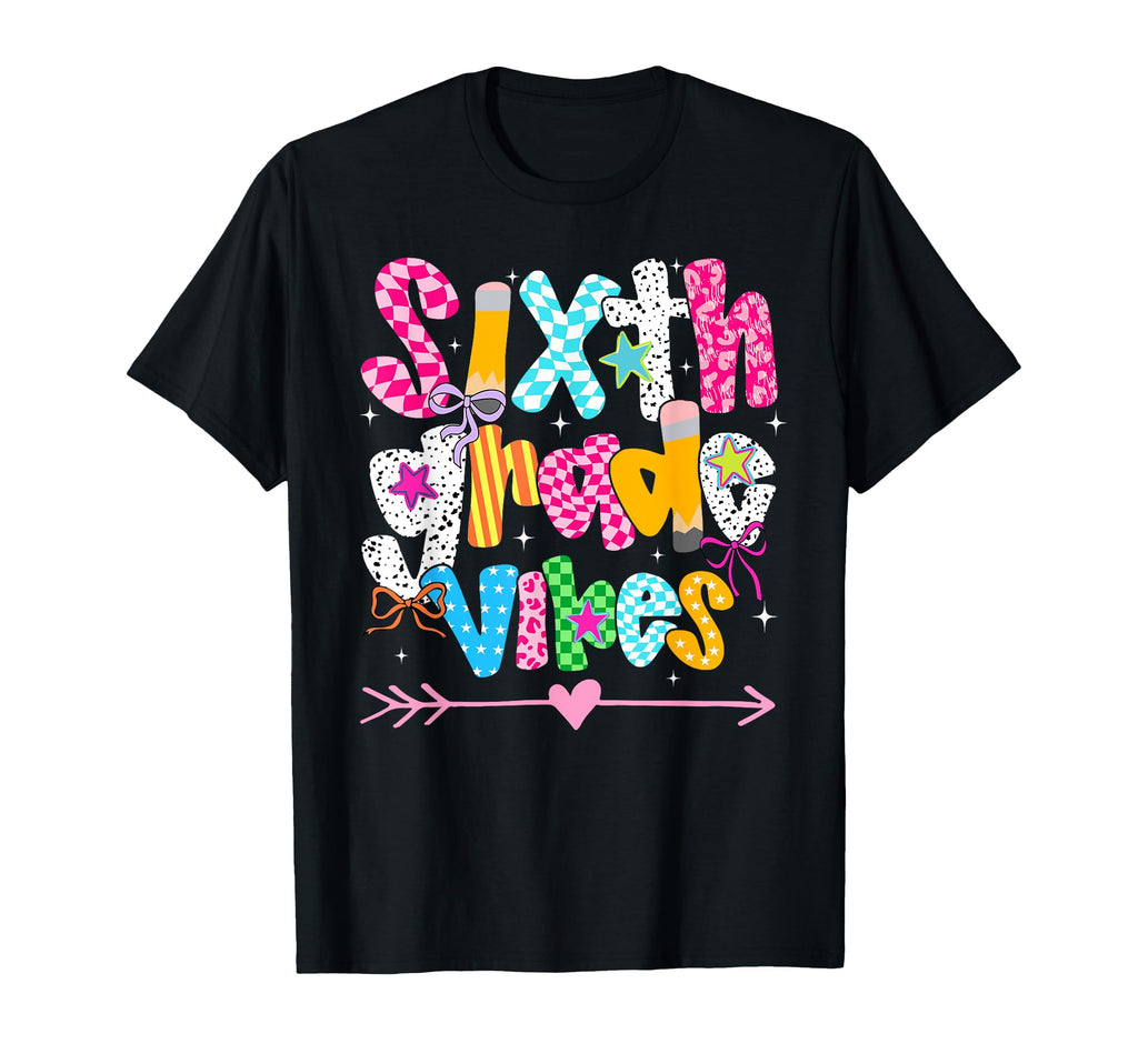 Back To School Groovy Teacher Sixth T-Shirt - Fun Novelty Design Men Women - T-Shirt, Sweatshirt, Hoodie