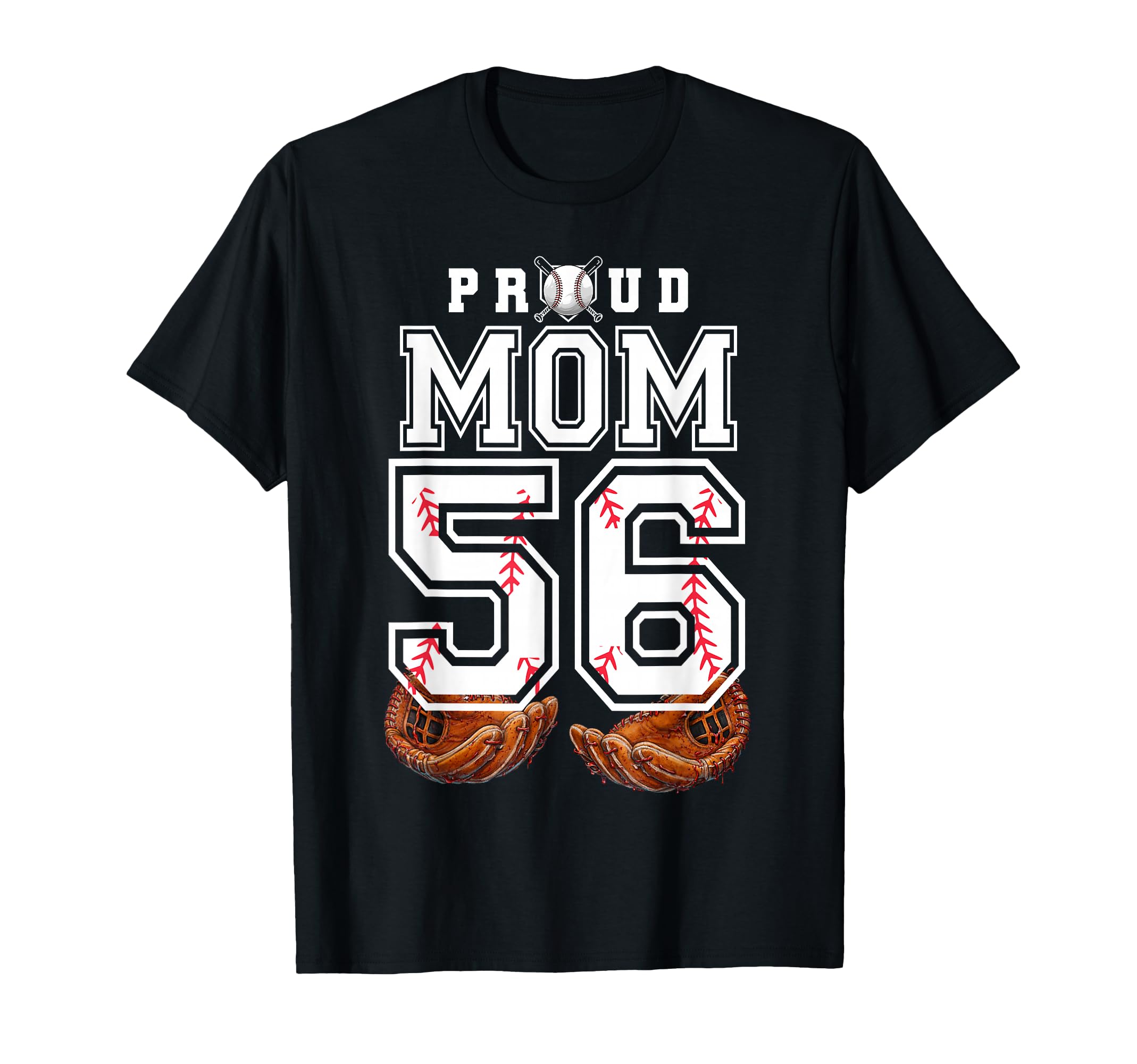 Proud Mom Baseball Player Number 56 T-Shirt - Custom Art Print for Adults - T-Shirt, Sweatshirt, Hoodie