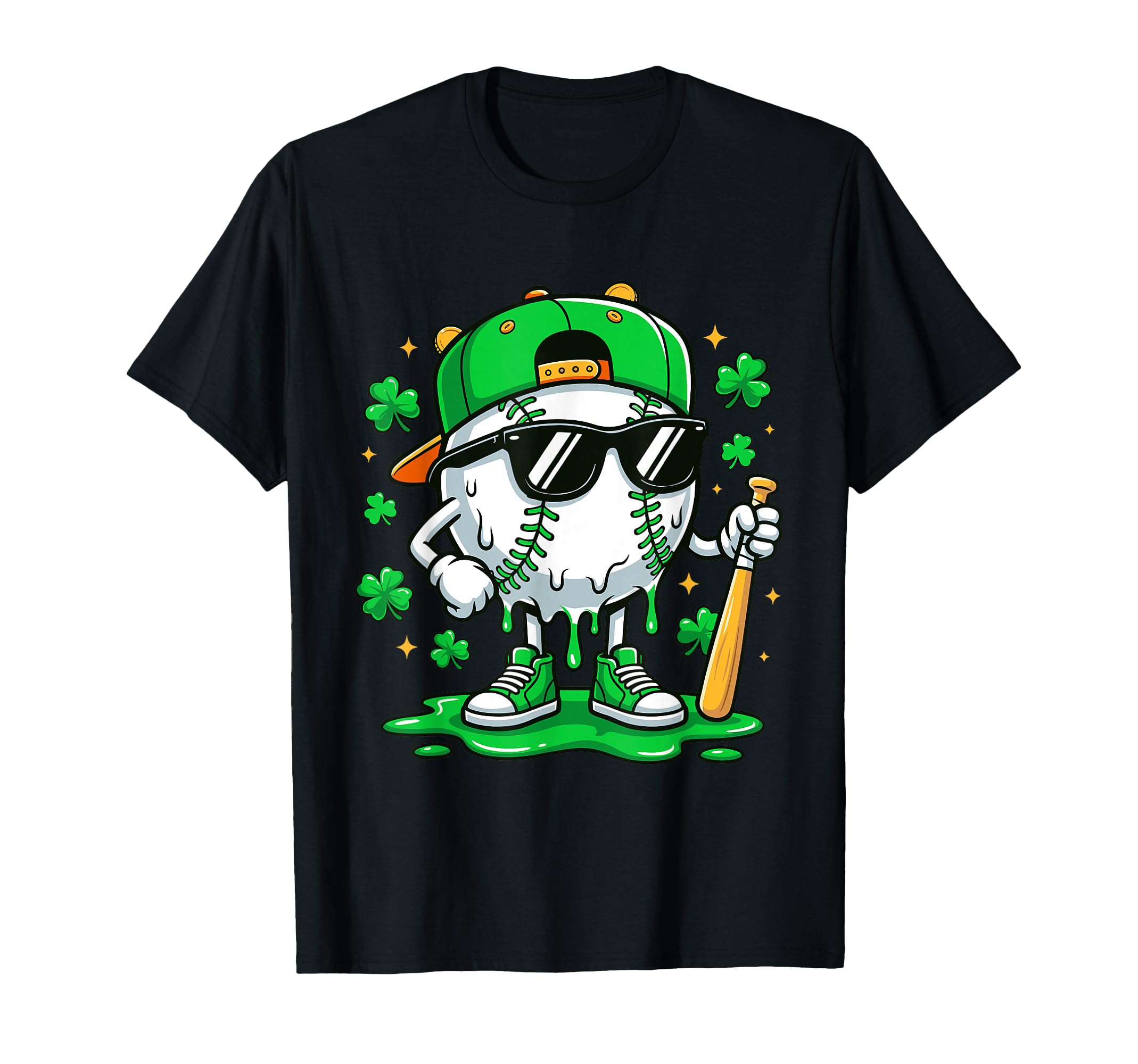 Funny Dripping Baseball St Patricks Day T-Shirt - Graphic Print Unisex - T-Shirt, Sweatshirt, Hoodie