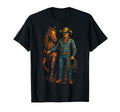 Cowboy Horse Wild West Art T-Shirt - Fun Novelty Design for Adults - T-Shirt, Sweatshirt, Hoodie