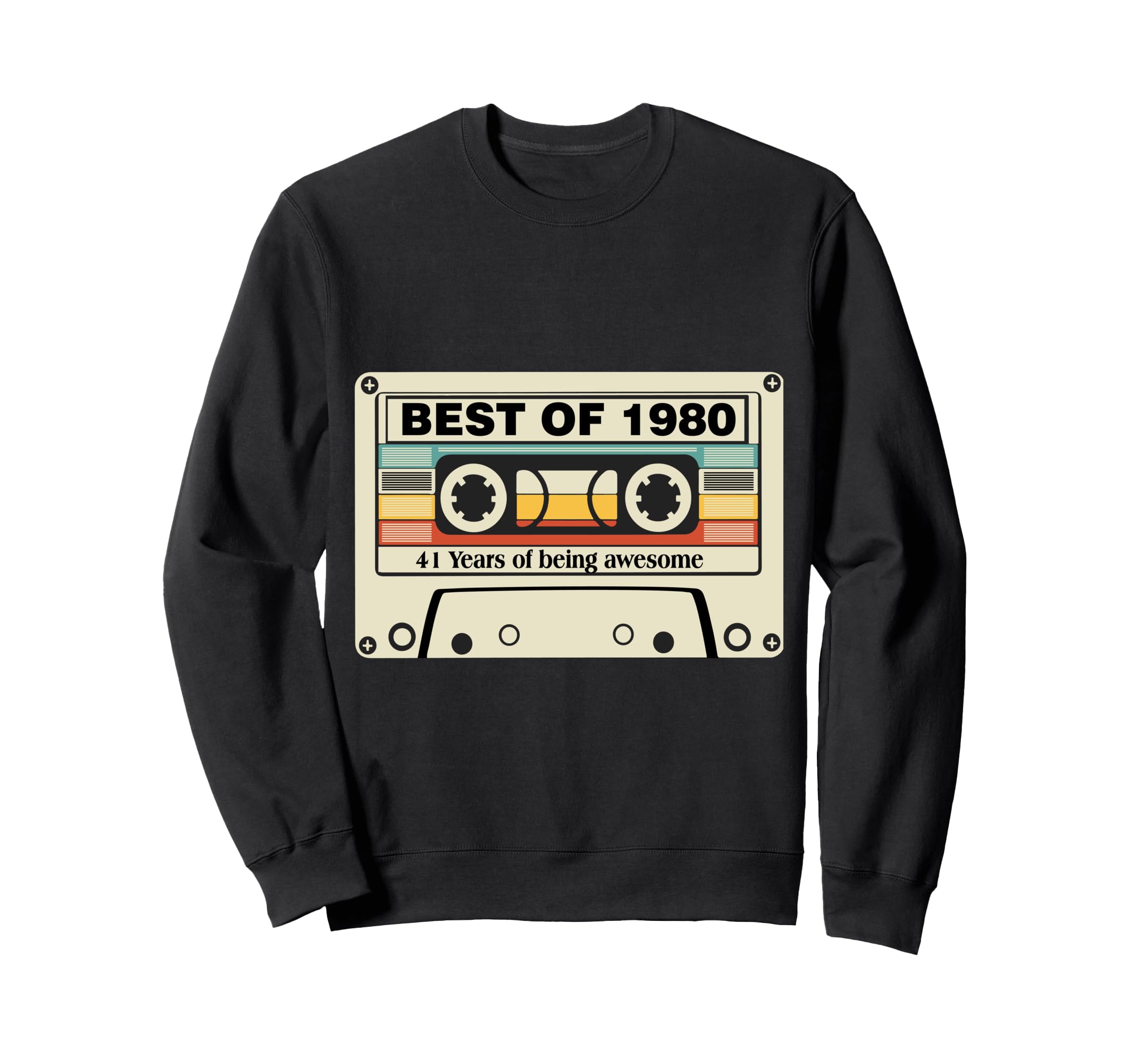 Best 1980 41St Birthday Cassette Sweatshirt - Trendy Graphic for Adults - T-Shirt, Sweatshirt, Hoodie