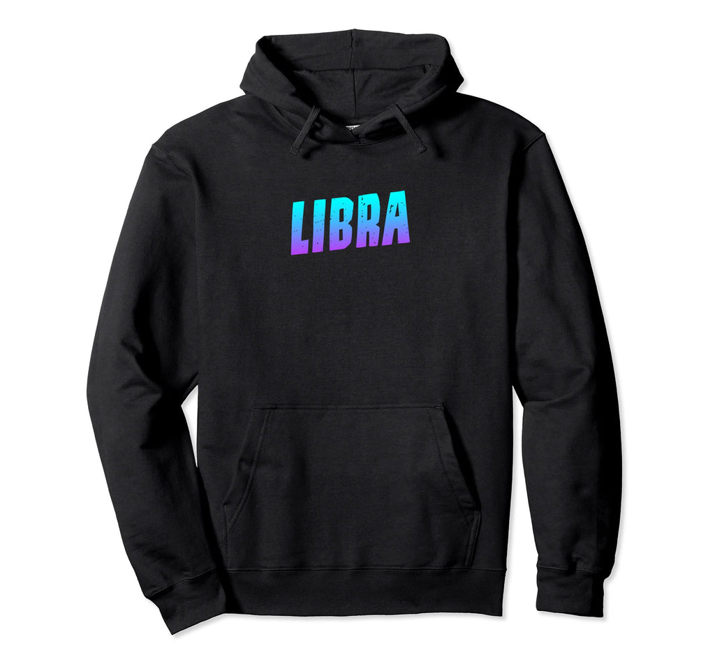 Libra Blue Purple Zodiac Sign Distressed Hoodie - Graphic Print Unisex - T-Shirt, Sweatshirt, Hoodie