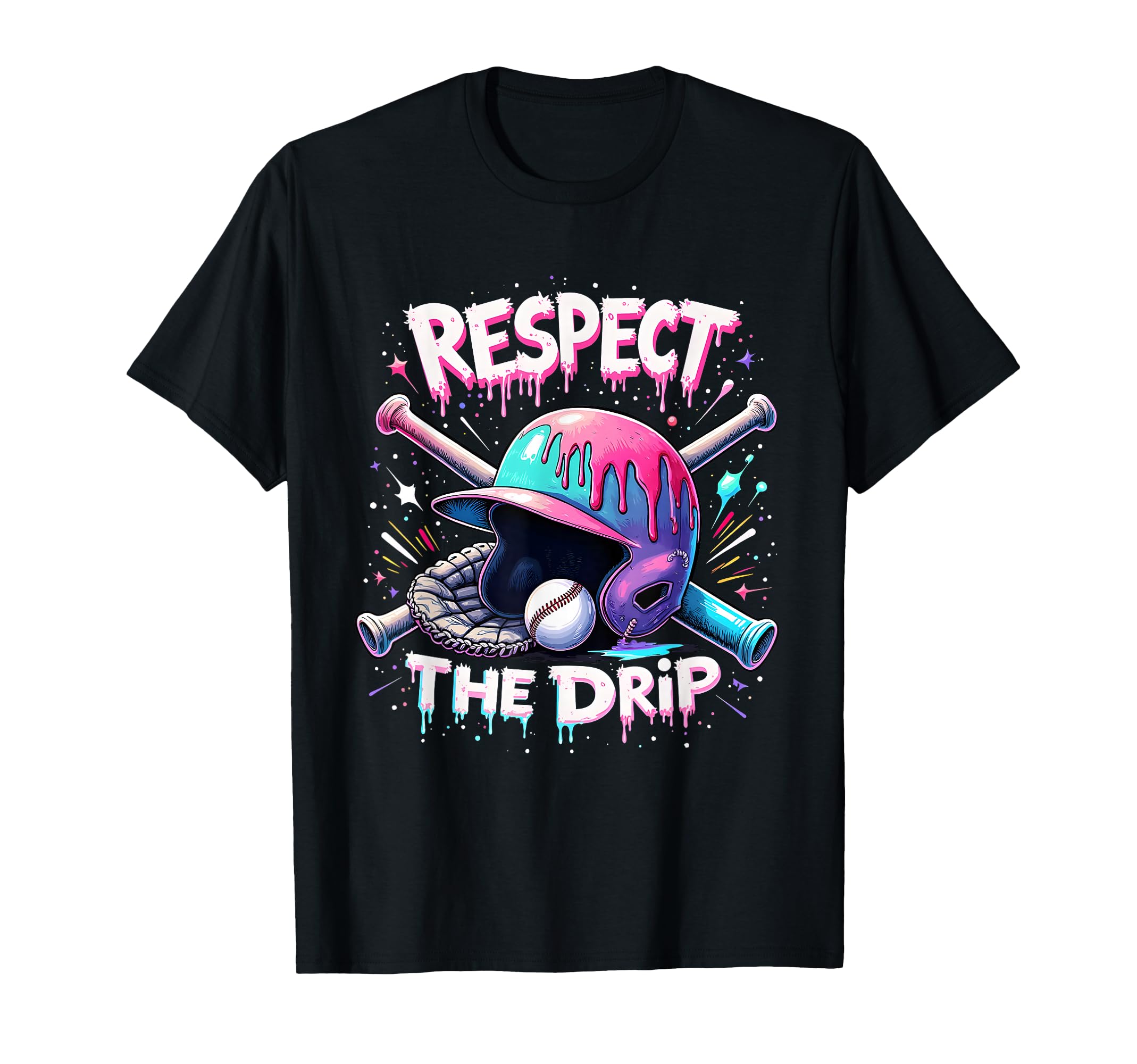Respect Drip Baseball Ice Cream Drip T-Shirt - Novelty Apparel for Adults - T-Shirt, Sweatshirt, Hoodie