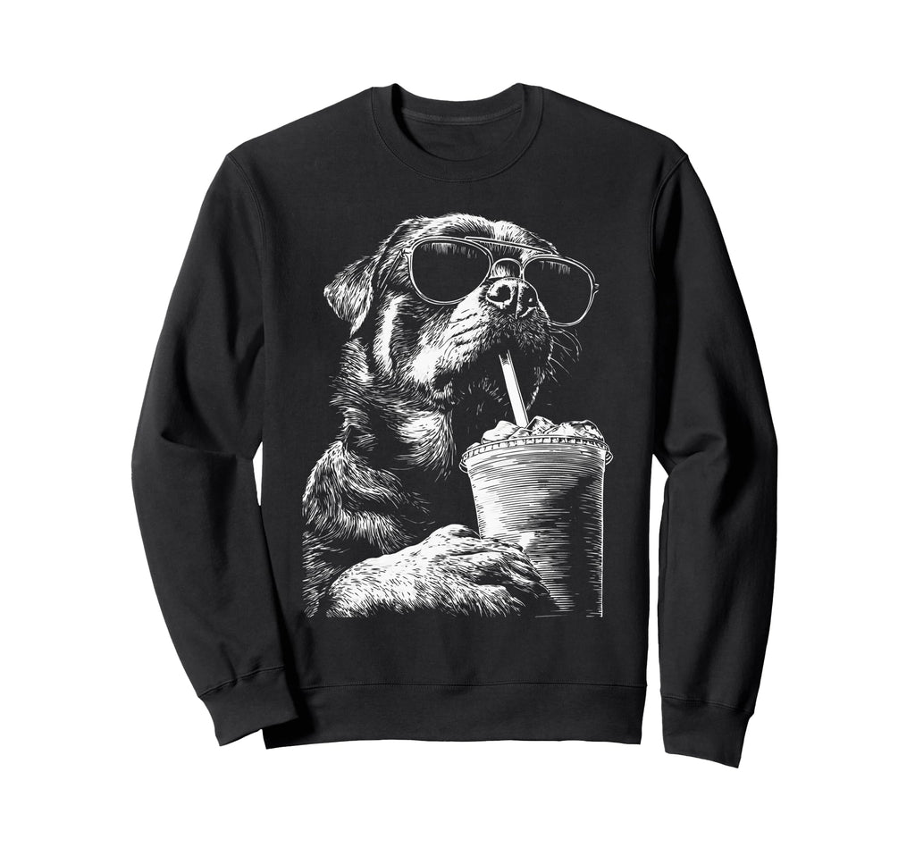 Rottweiler Drinking Iced Coffee Sweatshirt - Streetwear Style for Adults - T-Shirt, Sweatshirt, Hoodie