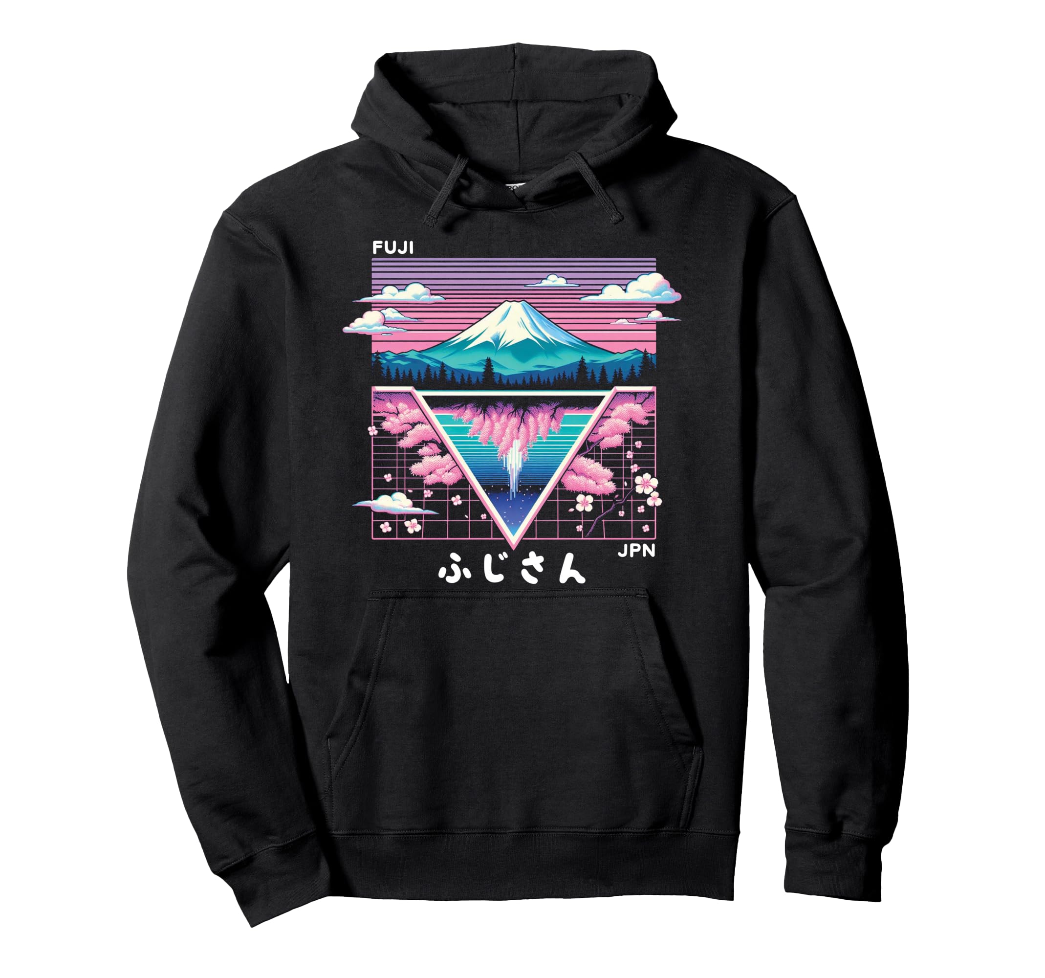 Mount Fuji Japan Vaporwave Aesthetic Hoodie - Casual Everyday Wear Unisex - T-Shirt, Sweatshirt, Hoodie