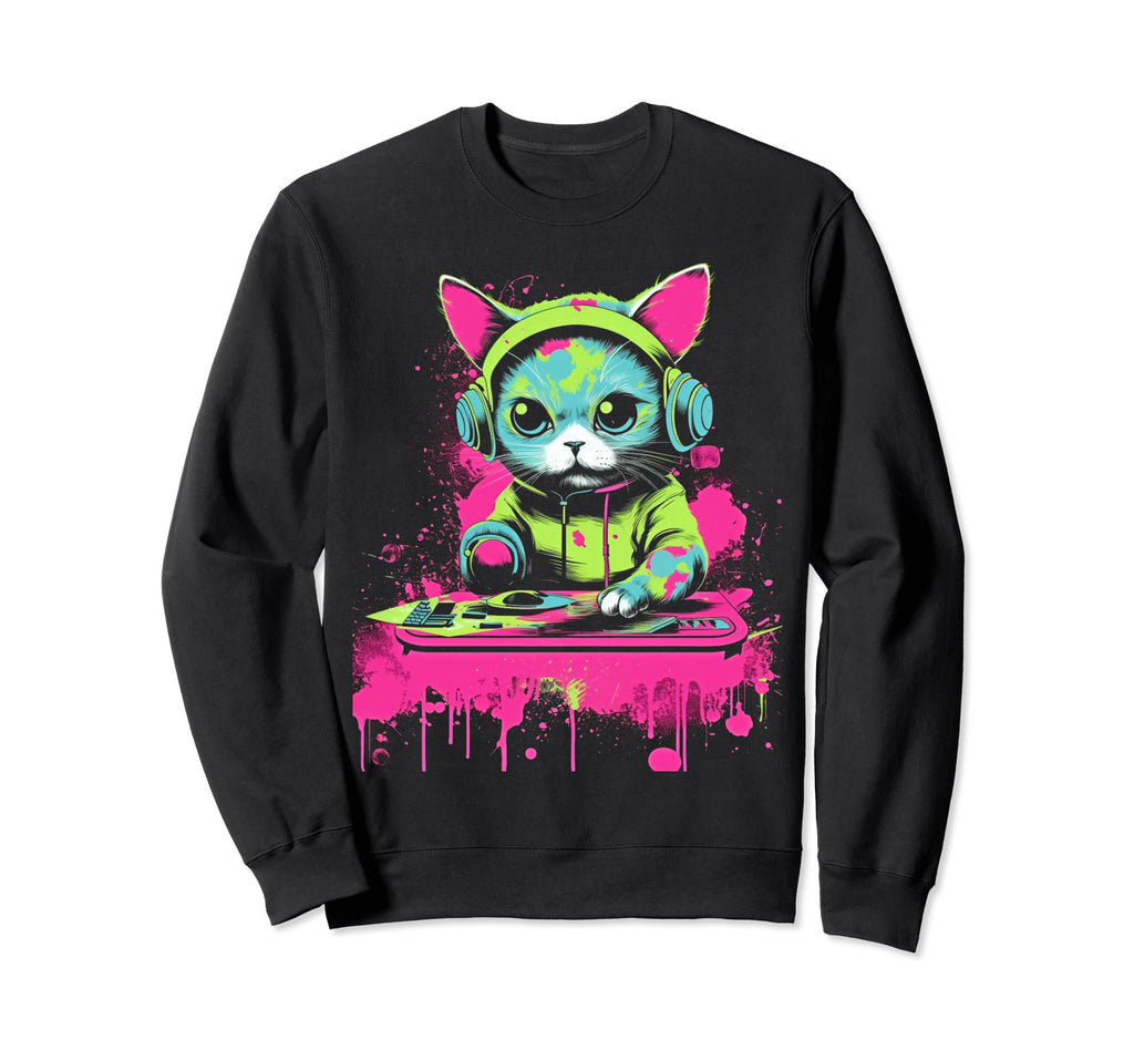 Kawaii Cat Dj Japanese Edm Y2K Sweatshirt - Custom Art Print for Adults - T-Shirt, Sweatshirt, Hoodie