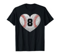 Baseball Number 8 Distressed Heart T-Shirt - Graphic Print for Adults - T-Shirt, Sweatshirt, Hoodie