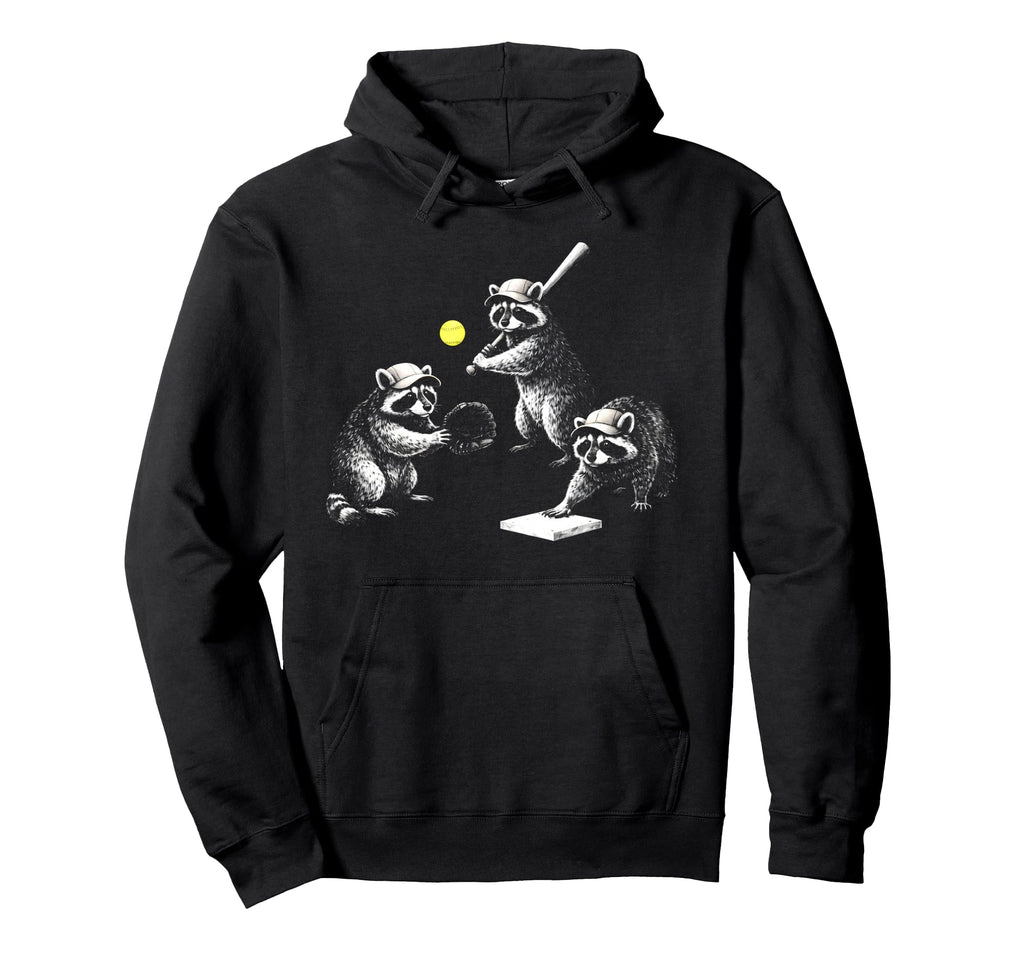 Baseball Raccoon Meme Softball Baseball Hoodie - Aesthetic Graphic Unisex - T-Shirt, Sweatshirt, Hoodie